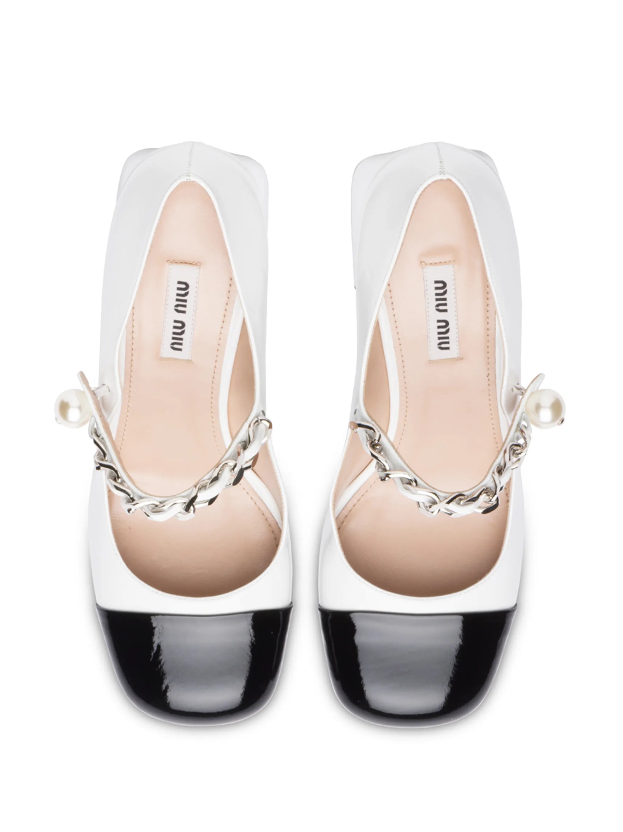 patent-leather Mary Jane pumps