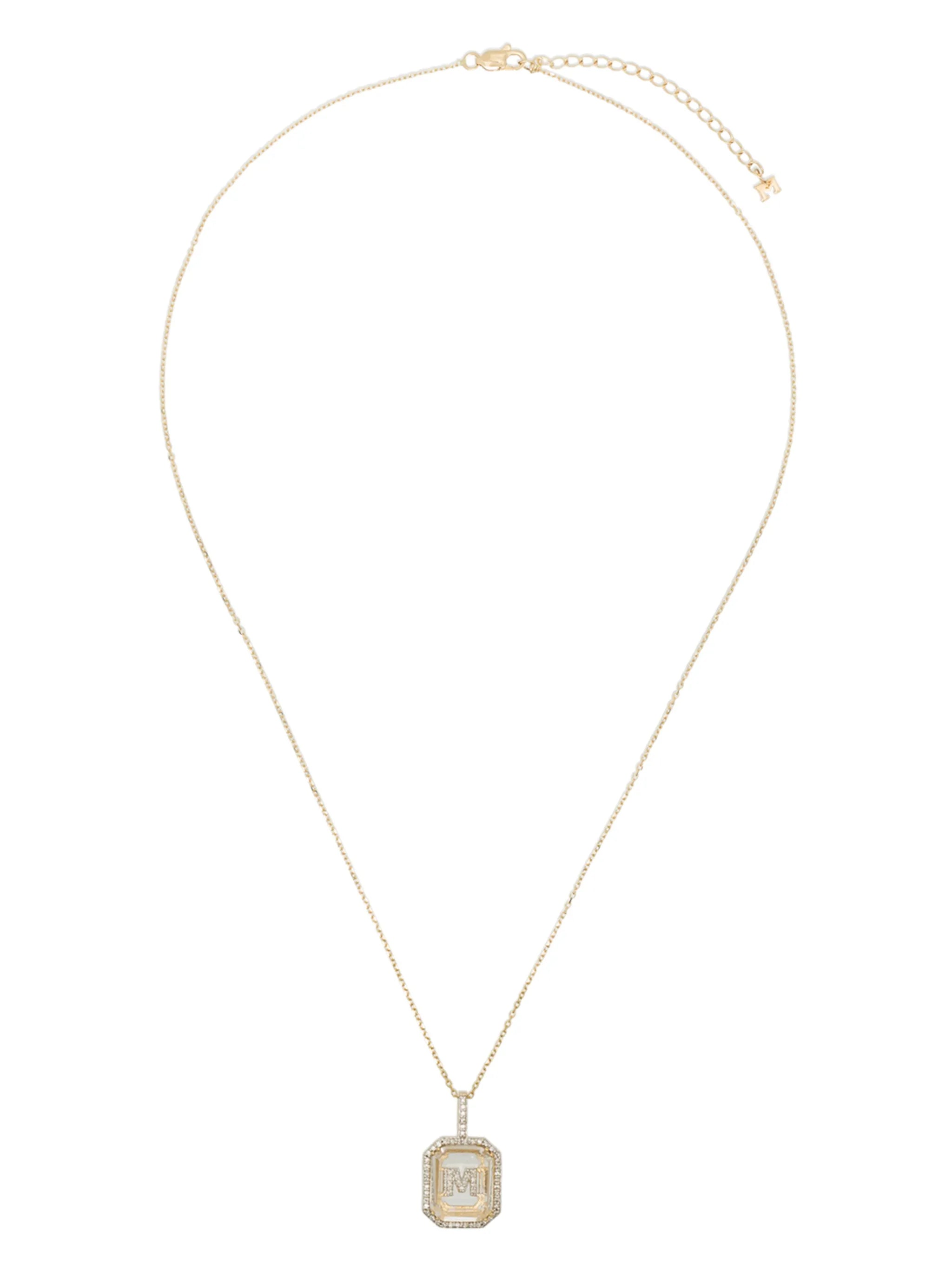 14K yellow gold M initial necklace