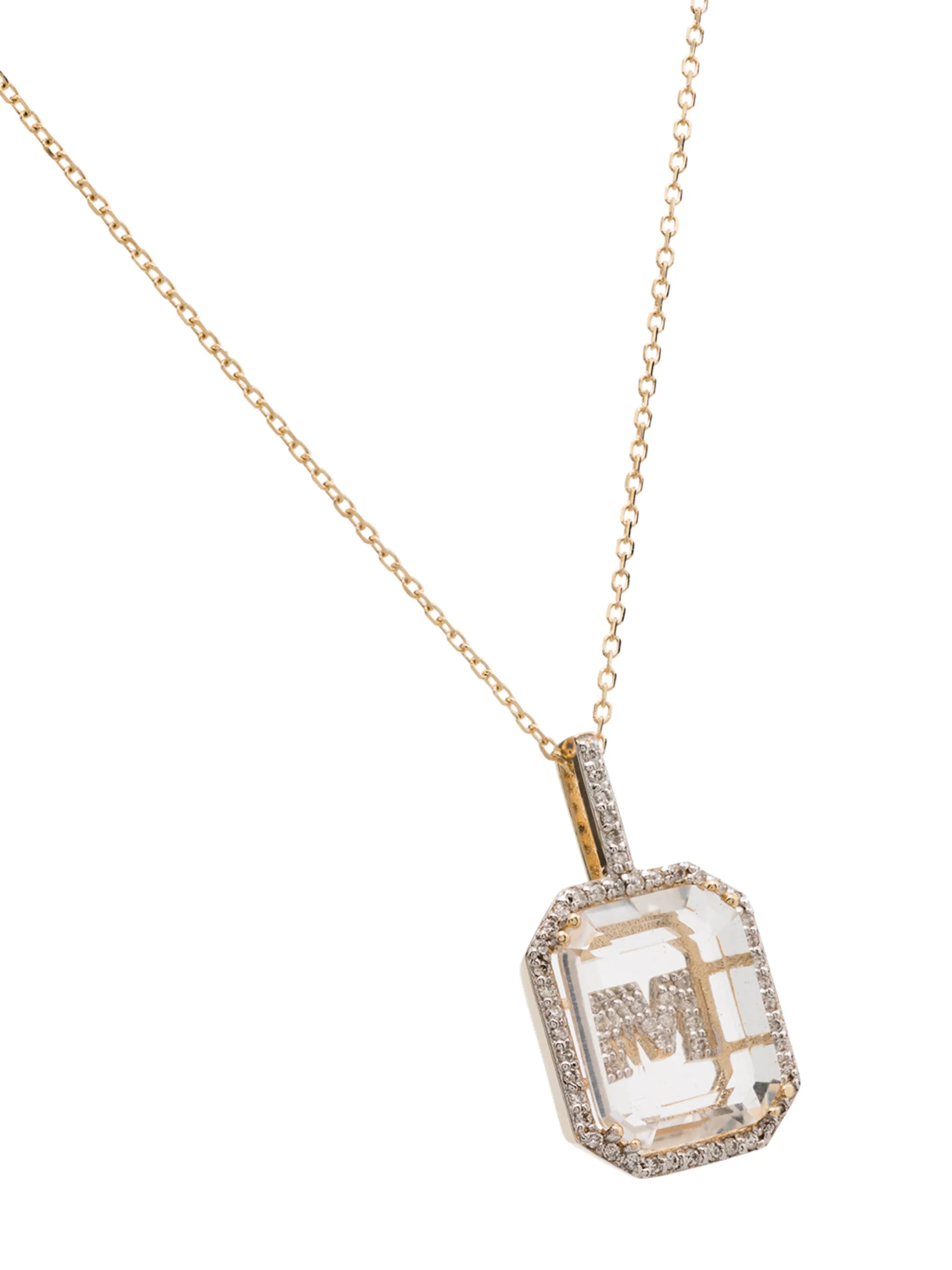 14K yellow gold M initial necklace