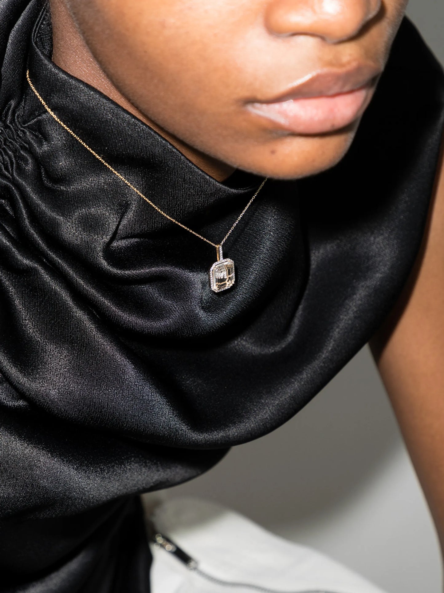 14K yellow gold M initial necklace