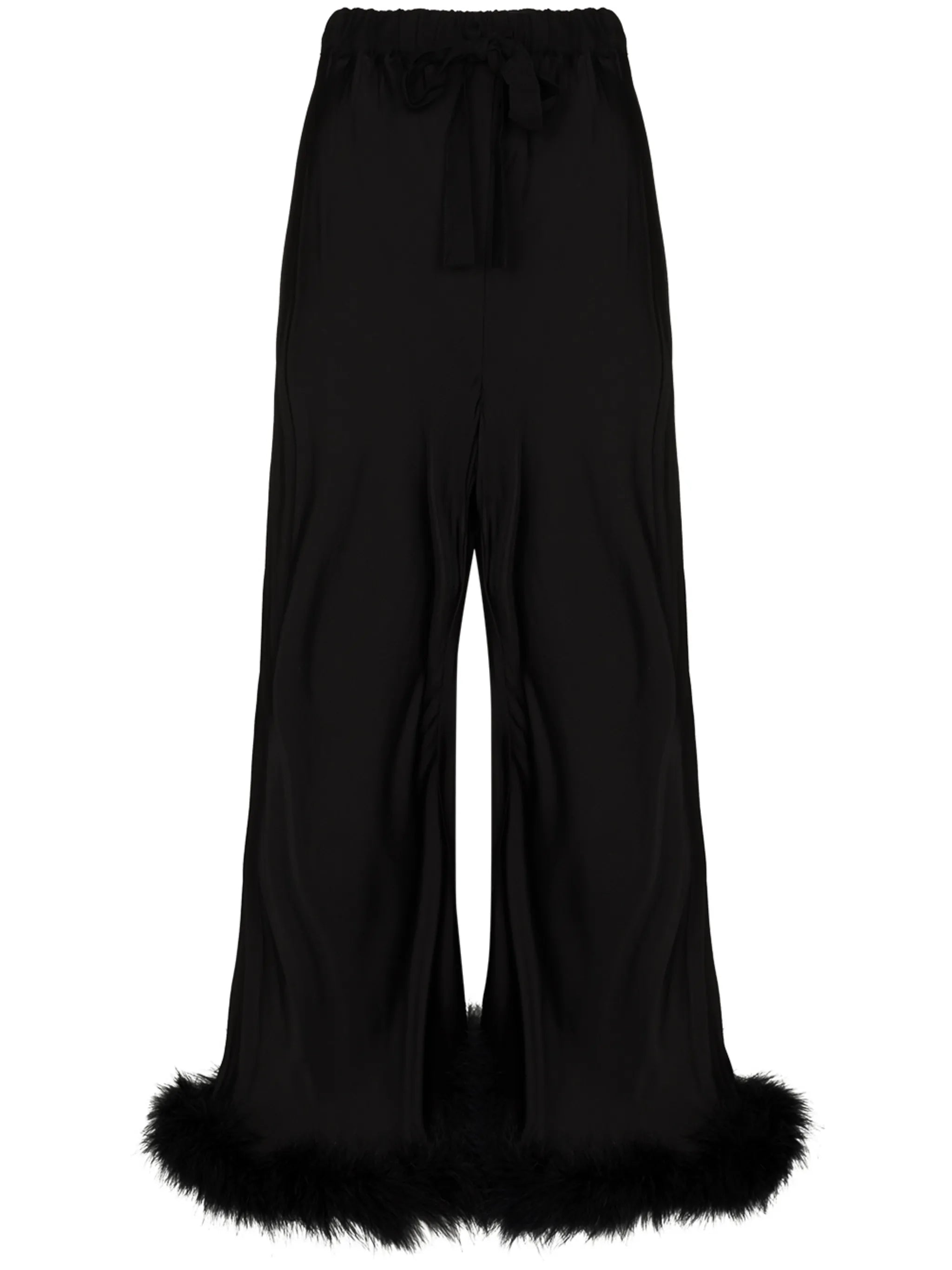 Boudoir feather trim flared trousers
