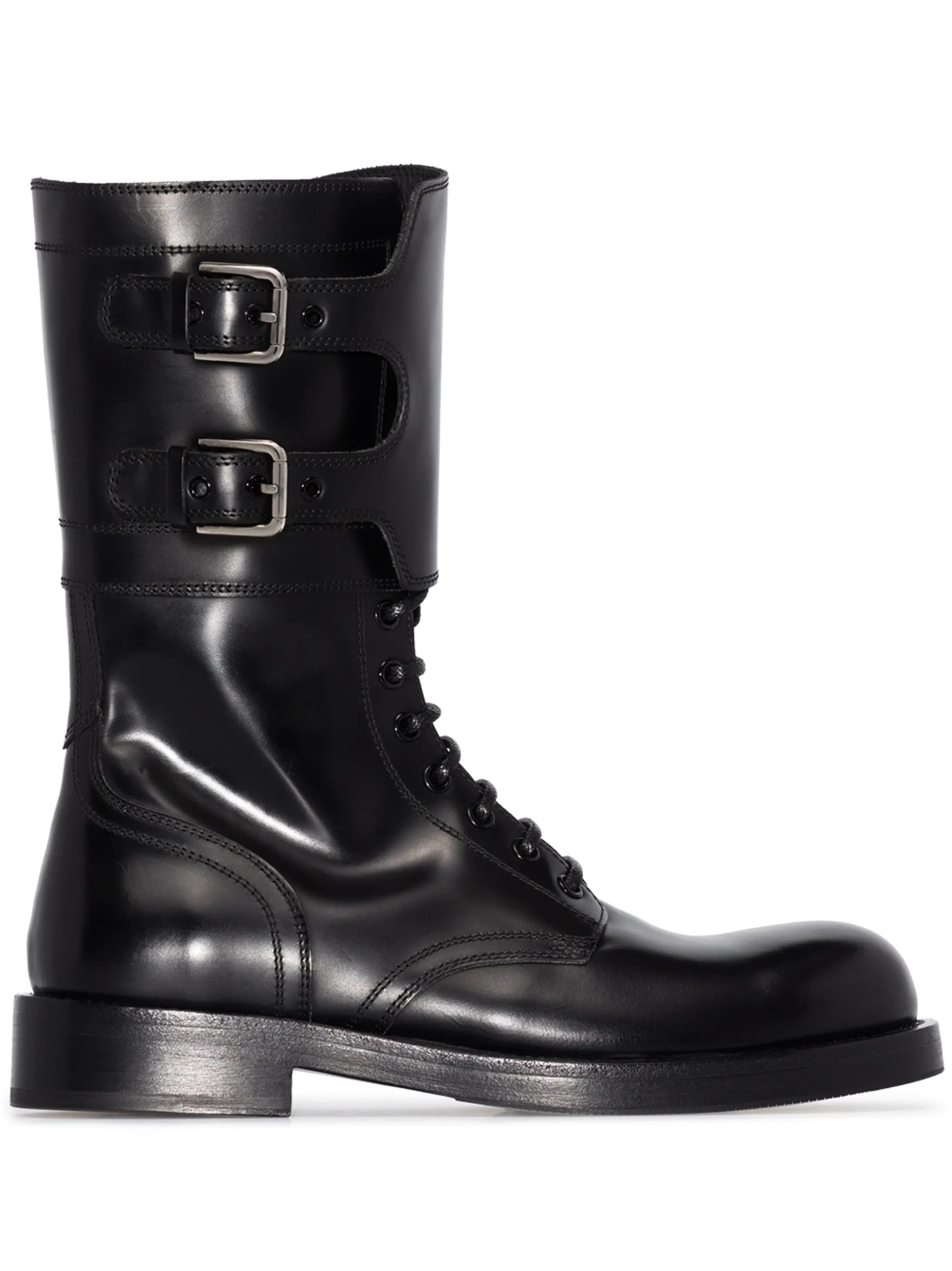 polished leather military boots
