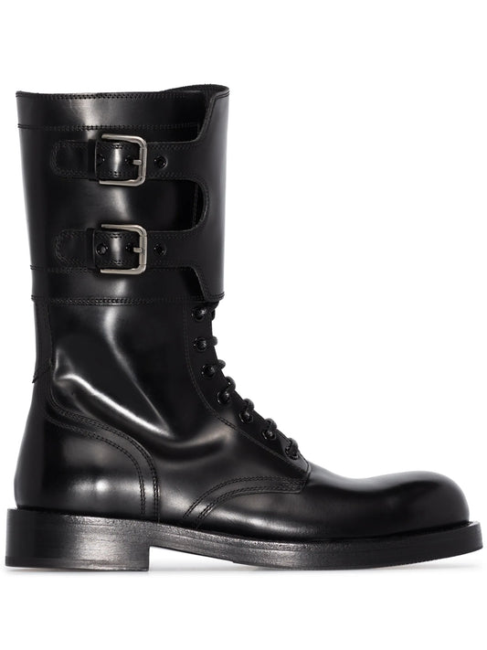 polished leather military boots