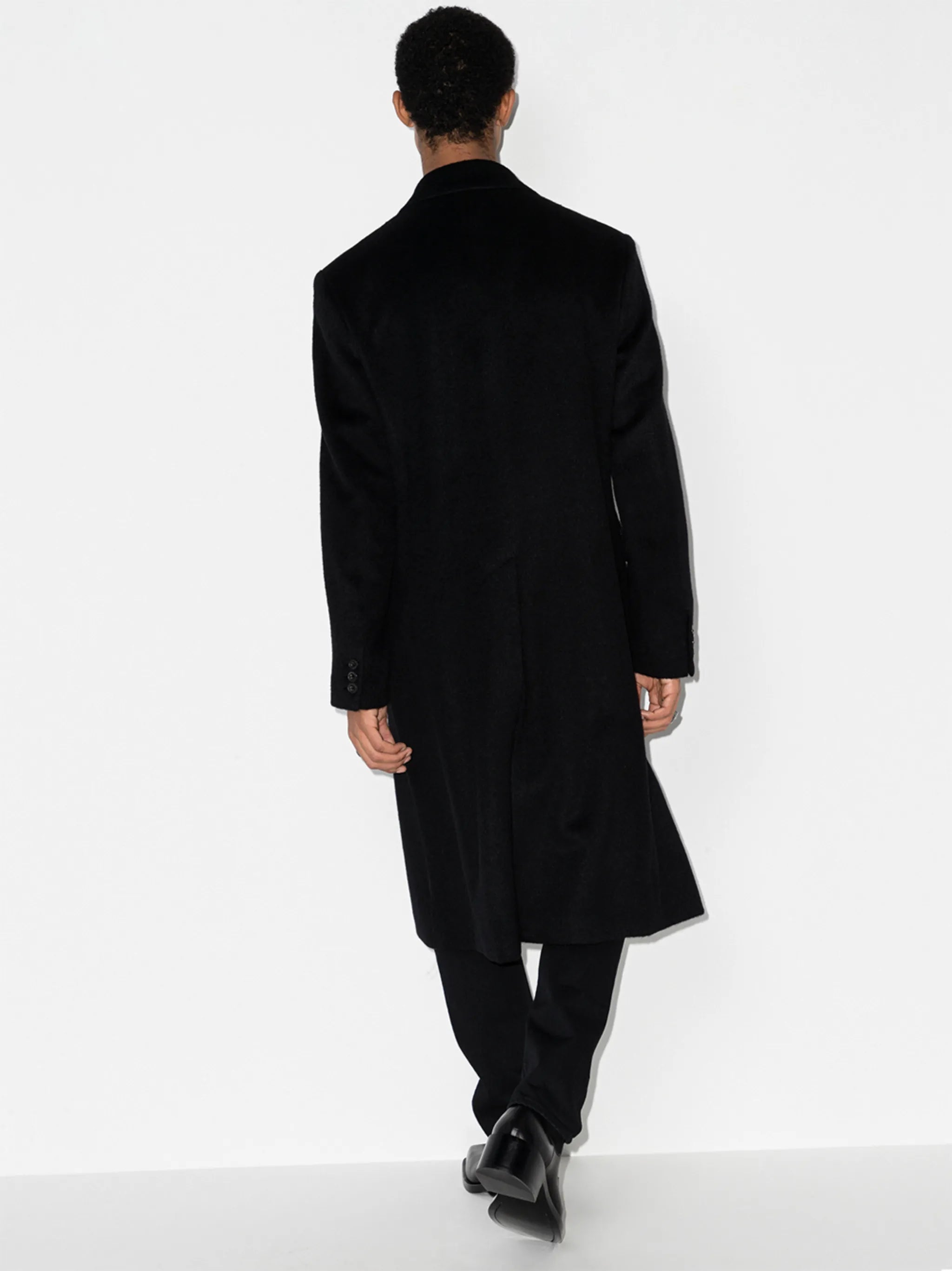 peak-lapel double-breasted coat