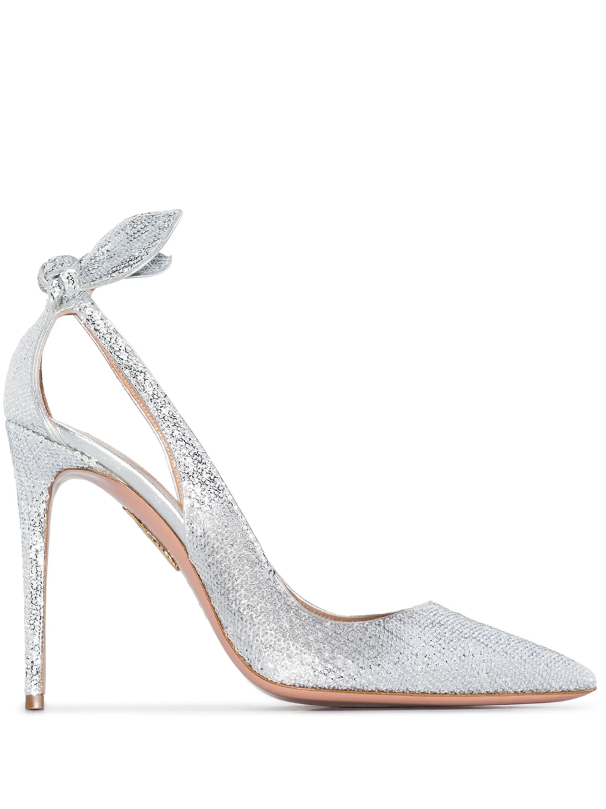 Bow Tie glitter-effect pumps