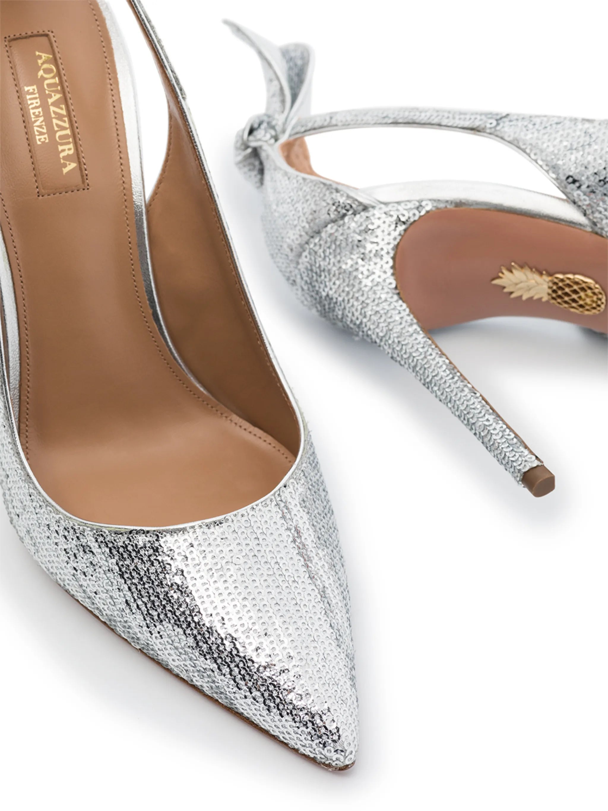 Bow Tie glitter-effect pumps