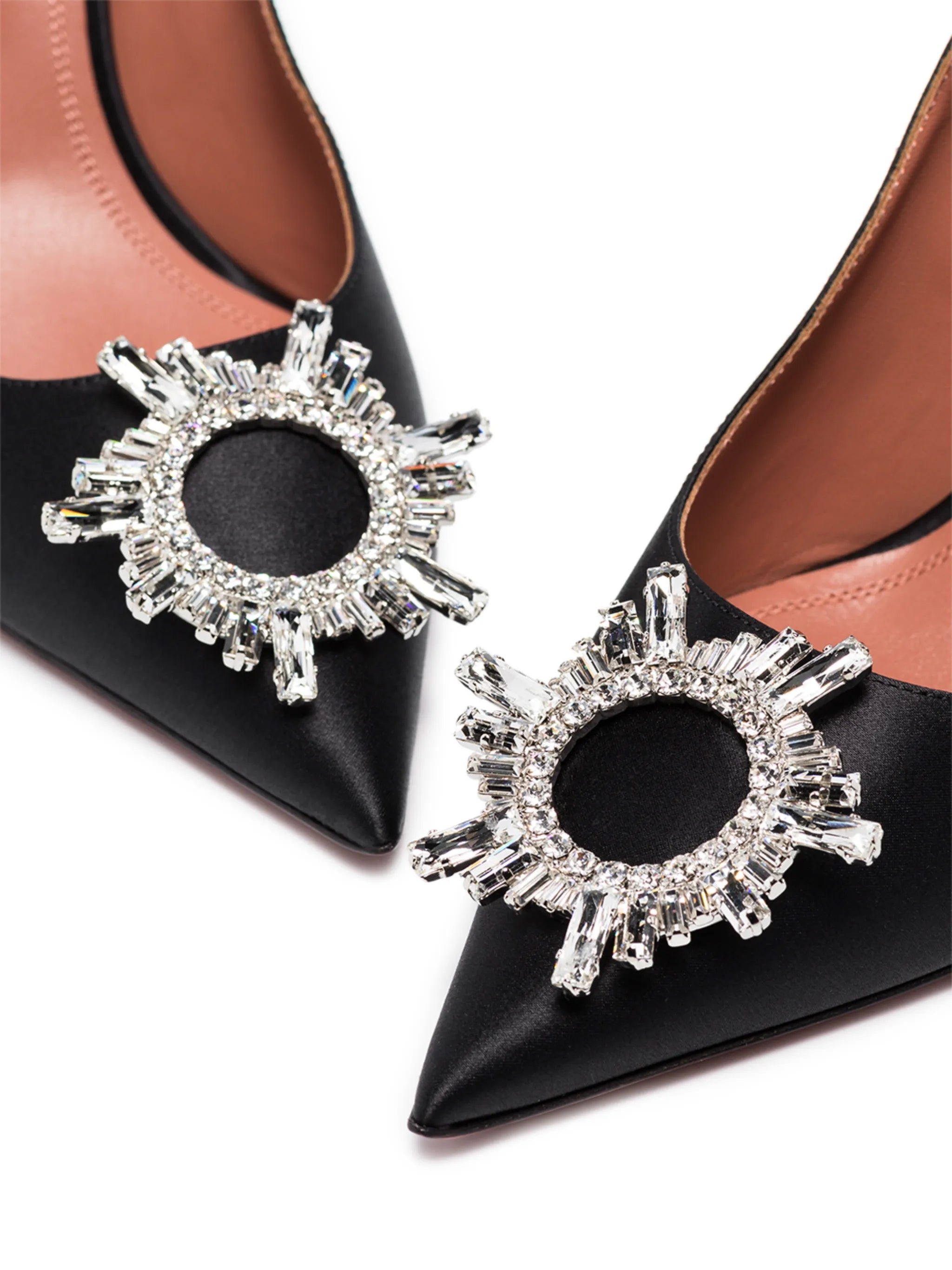 crystal appliqué 95mm satin pumps