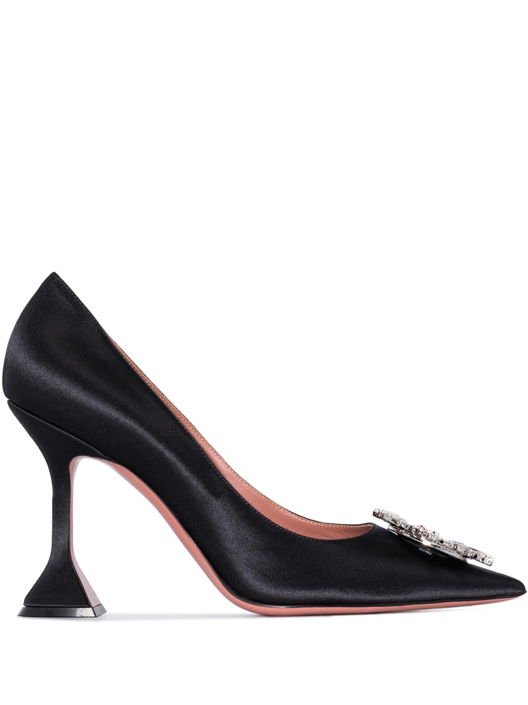 crystal appliqué 95mm satin pumps