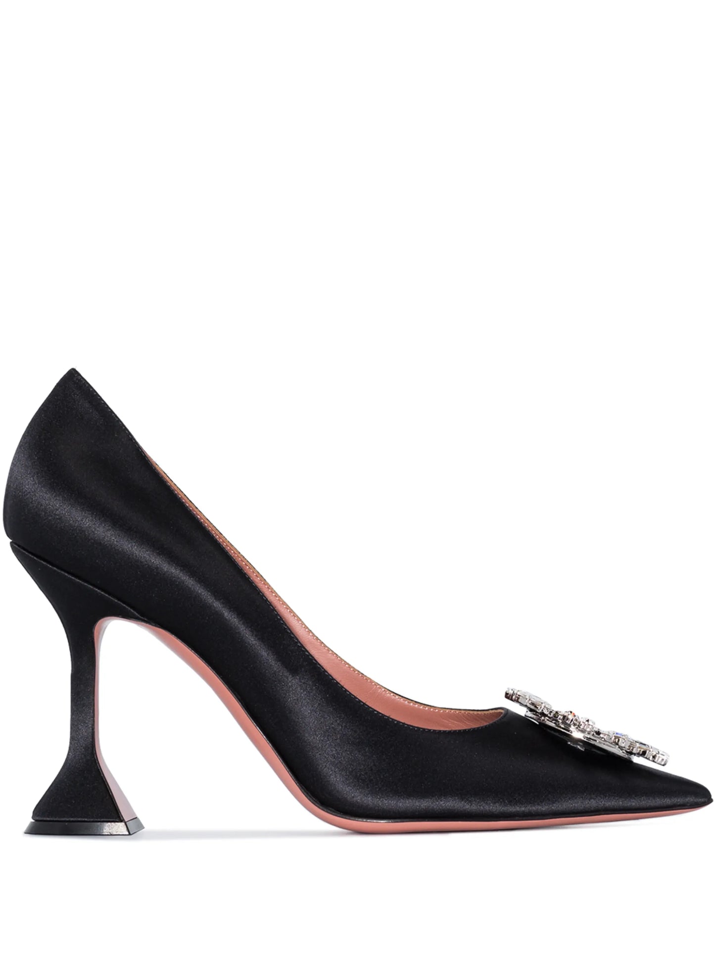 crystal appliqué 95mm satin pumps