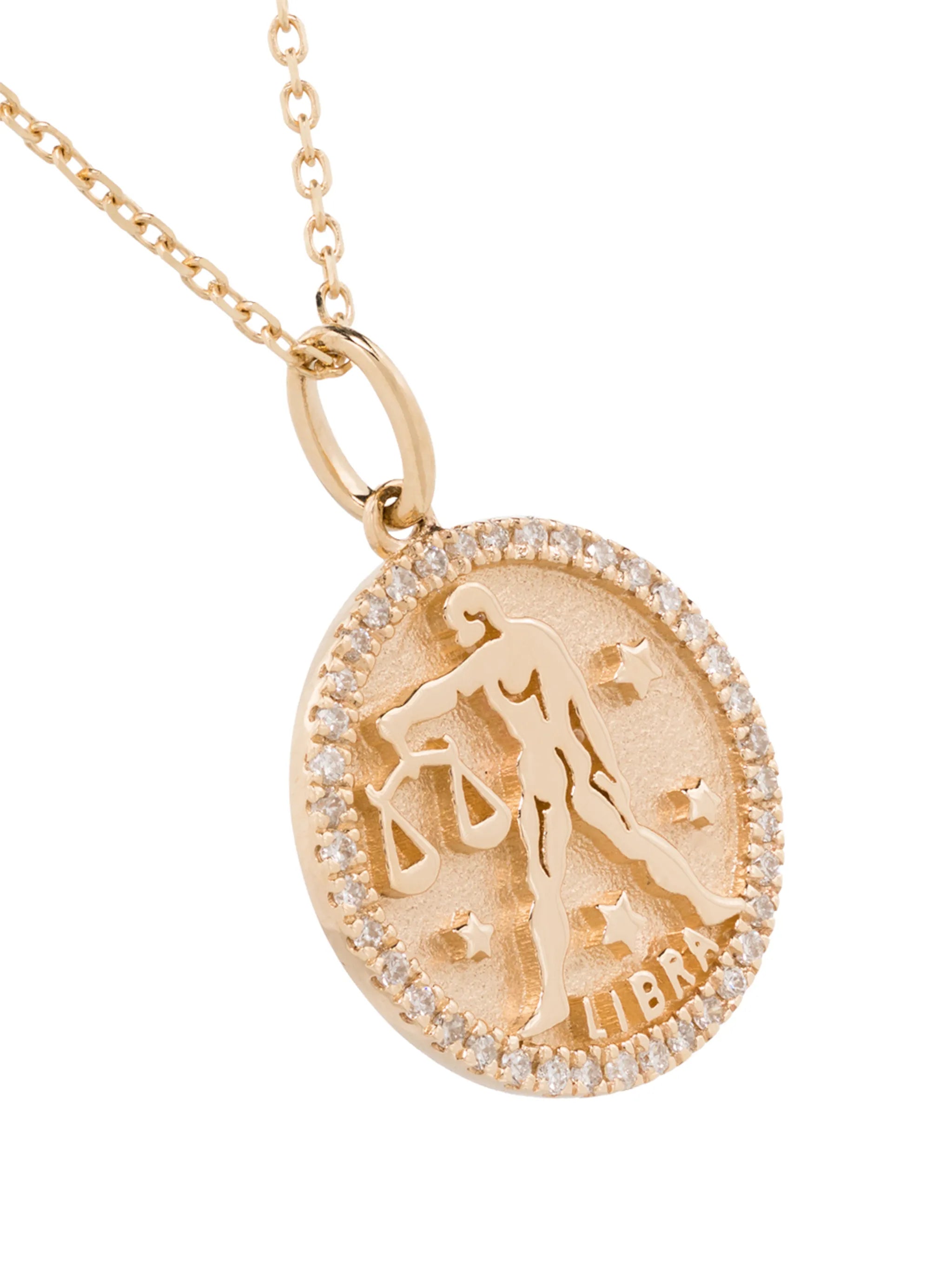 14kt yellow gold Libra zodiac necklace