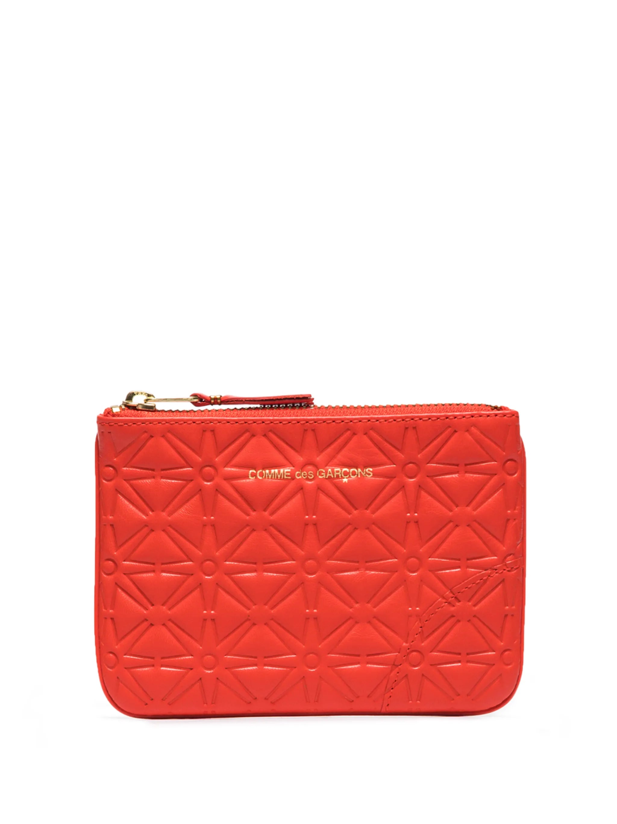 embossed-pattern leather pouch