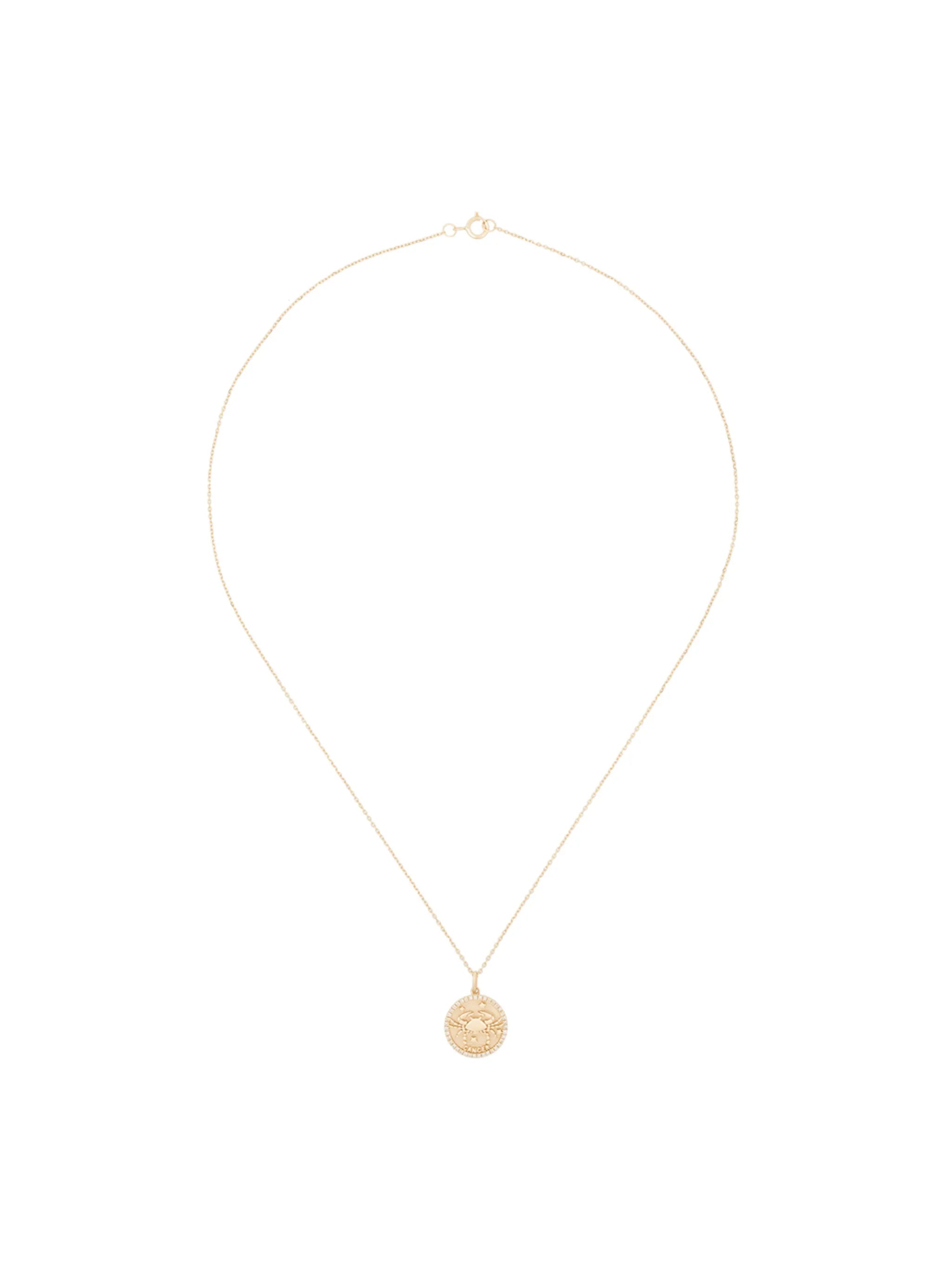 14kt yellow gold Cancer zodiac pendant necklace