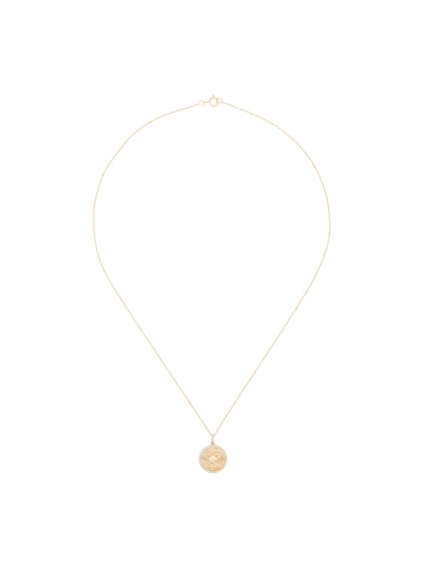 14kt yellow gold Cancer zodiac pendant necklace