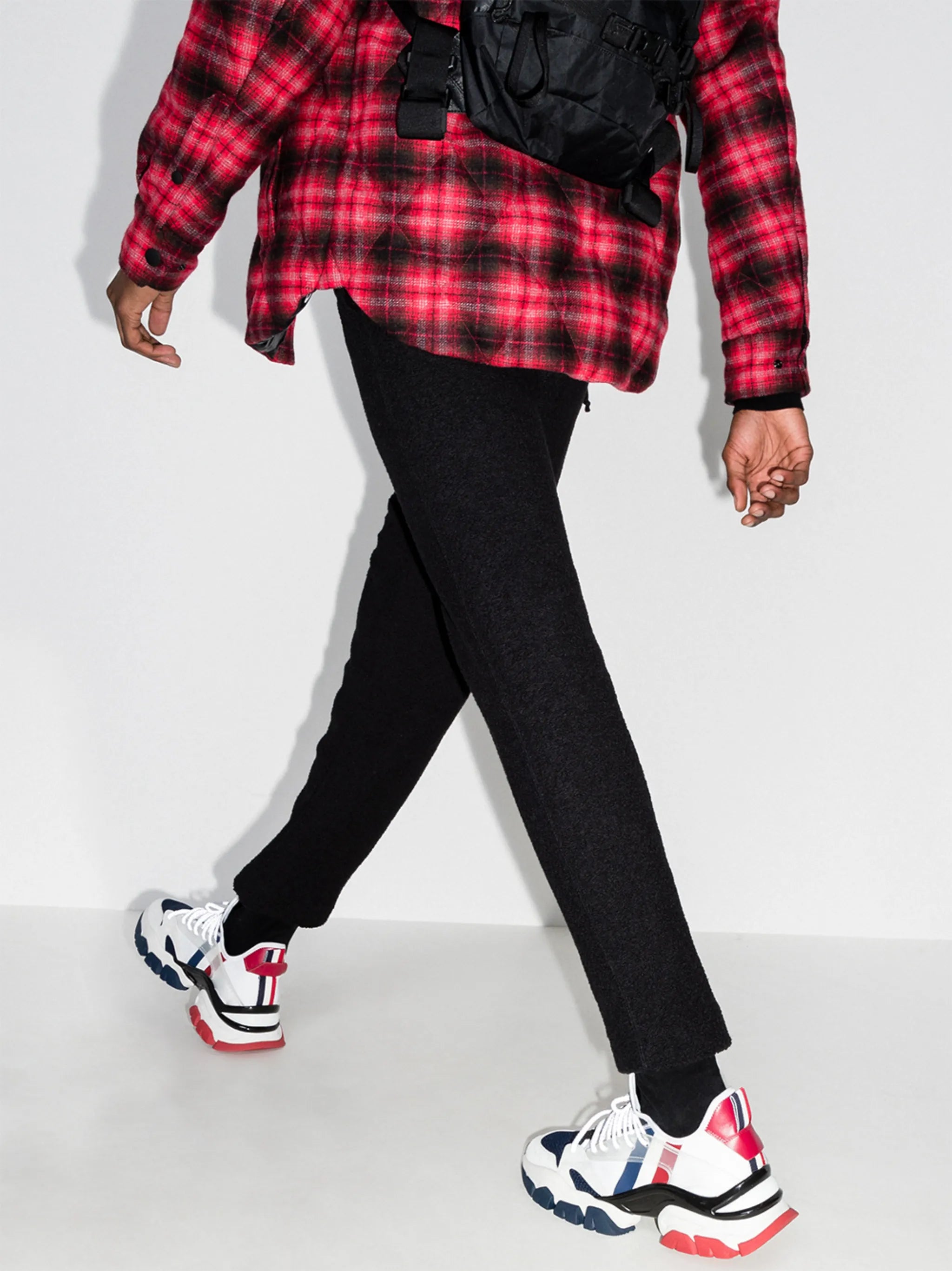 mesh panelled lace-up sneakers