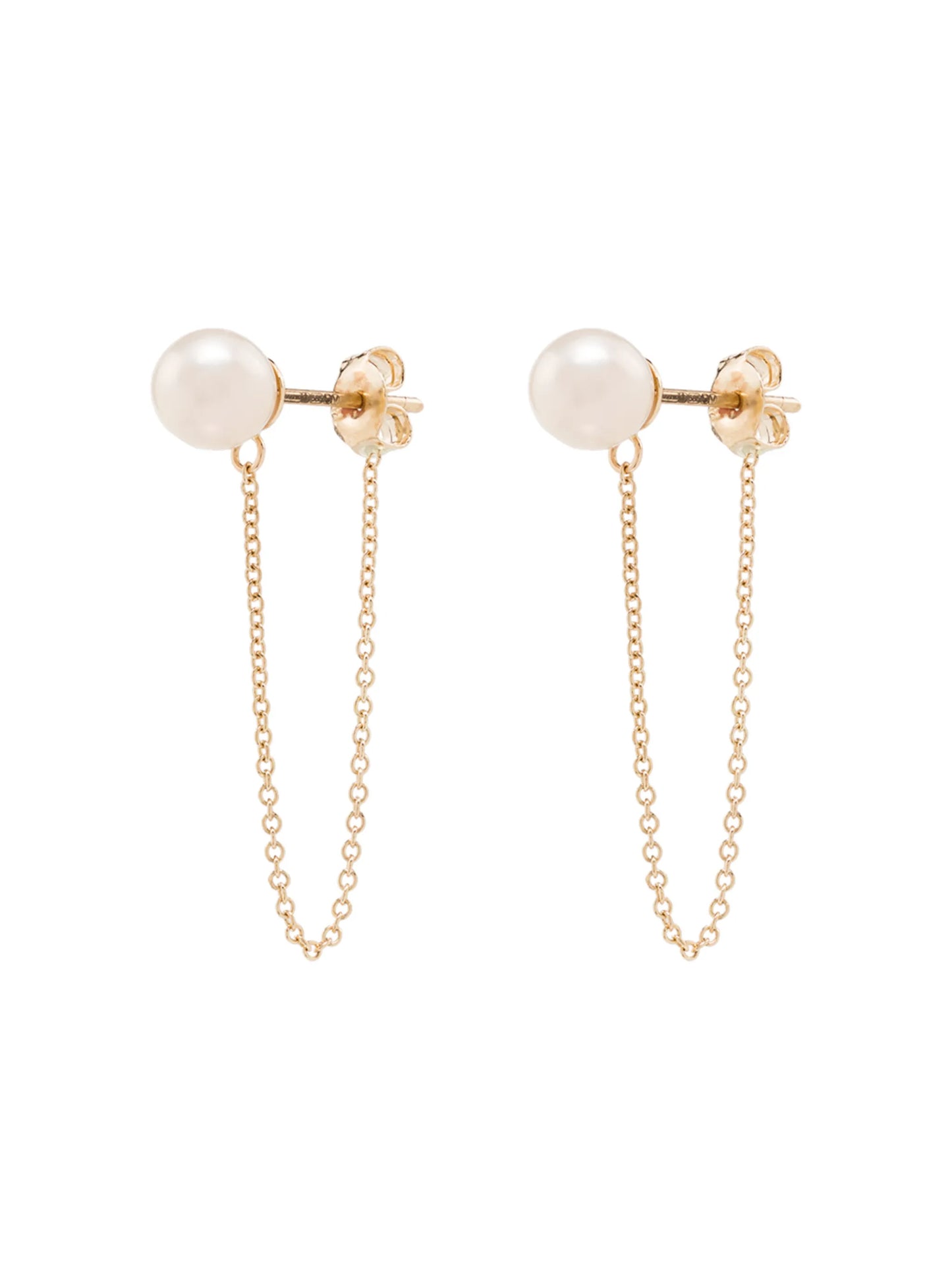 14kt gold pearl chain earrings