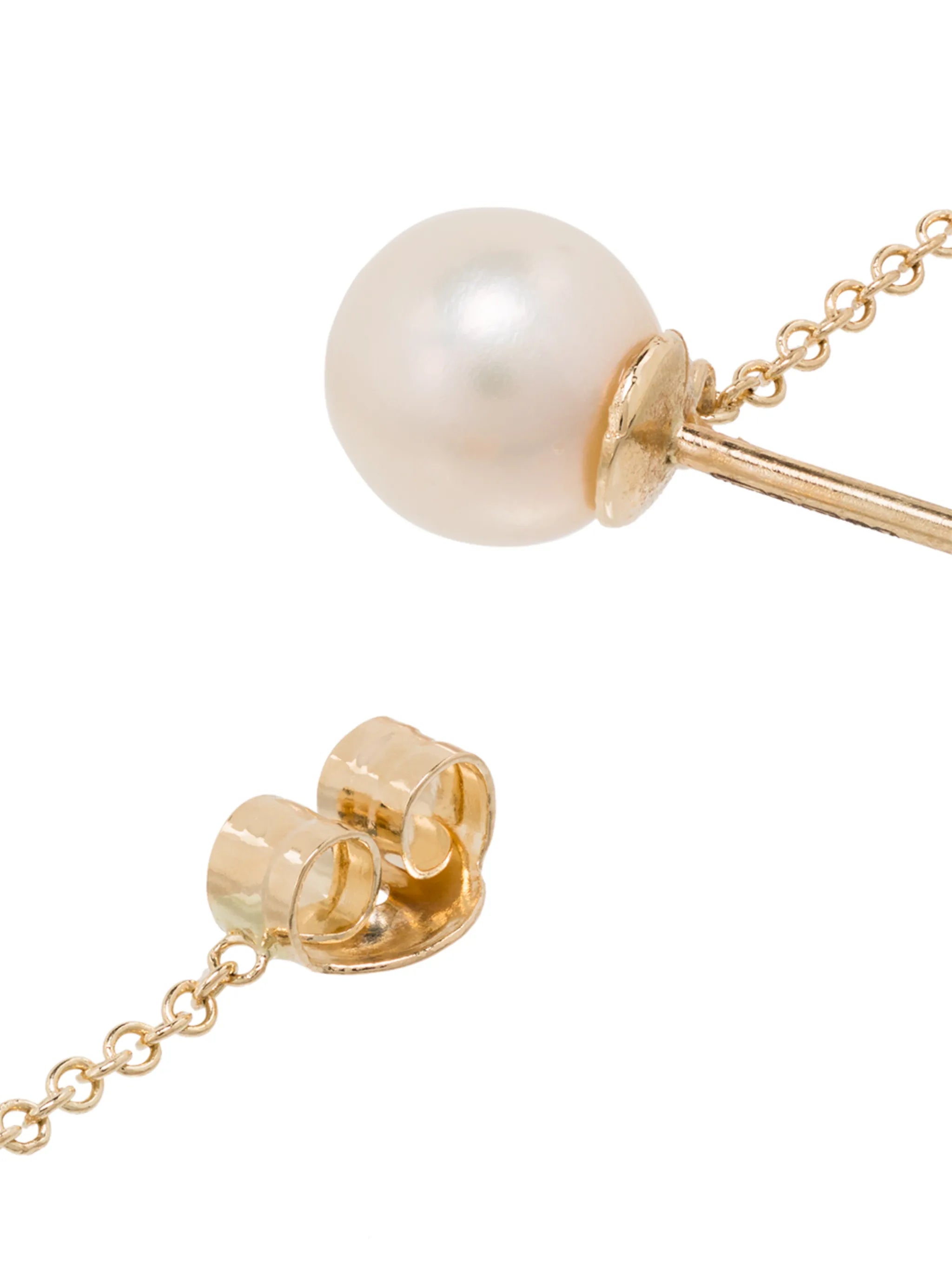 14kt gold pearl chain earrings
