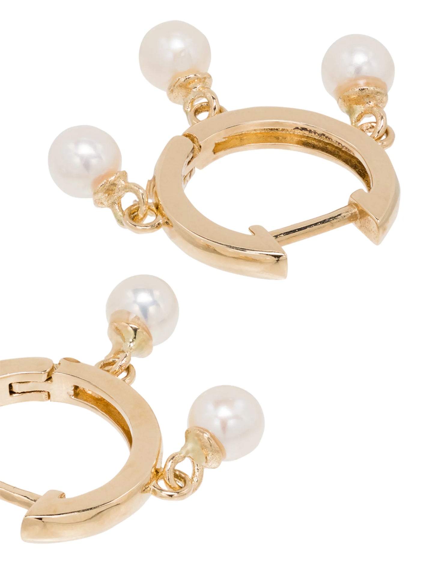14kt yellow gold Trio pearl huggie earrings