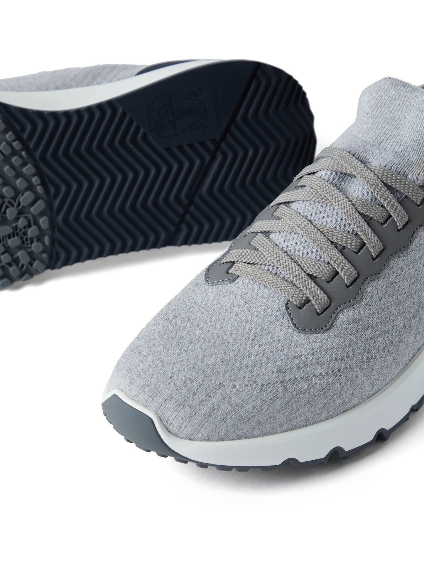 knit leather-trim sneakers