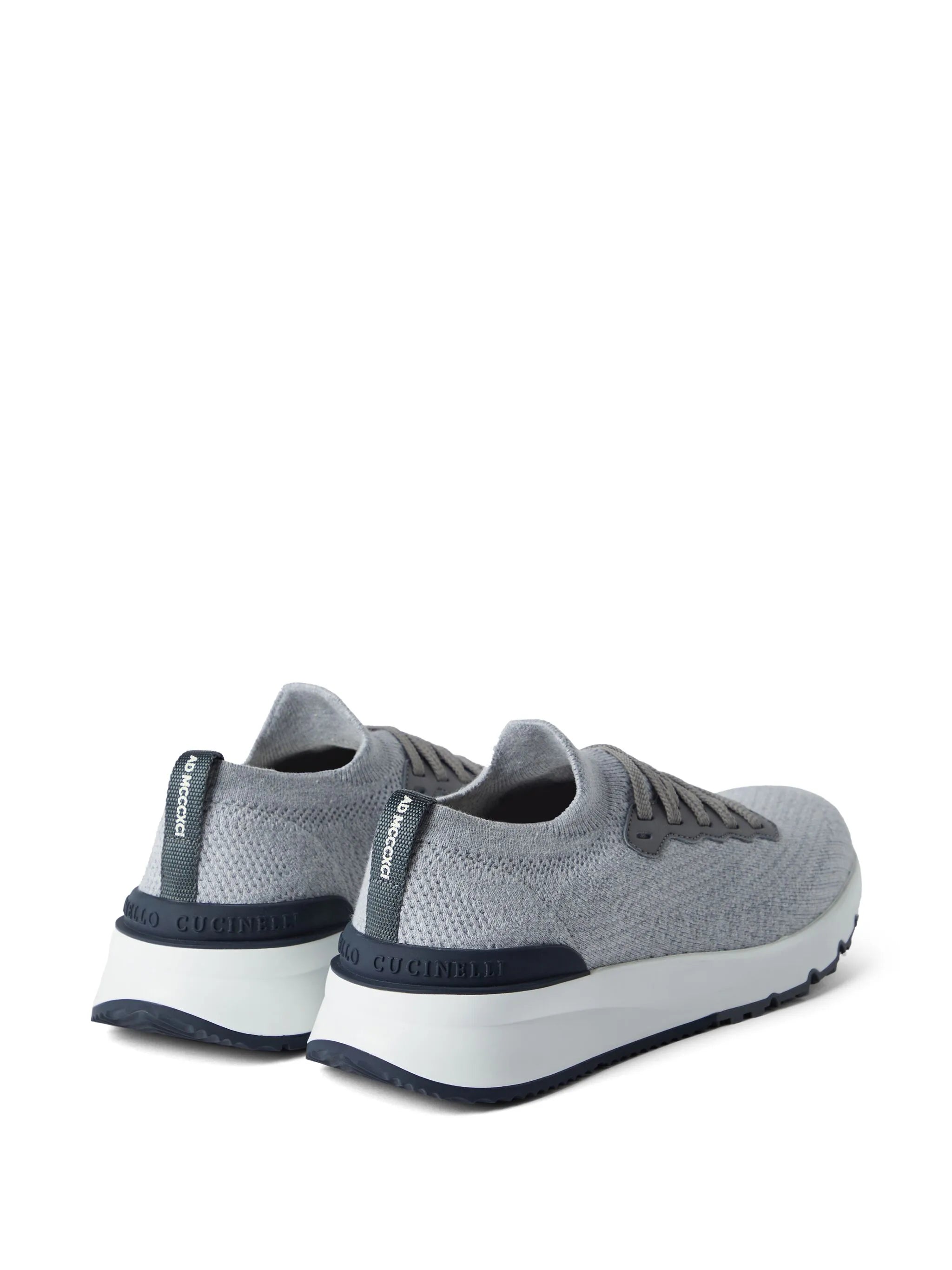 knit leather-trim sneakers