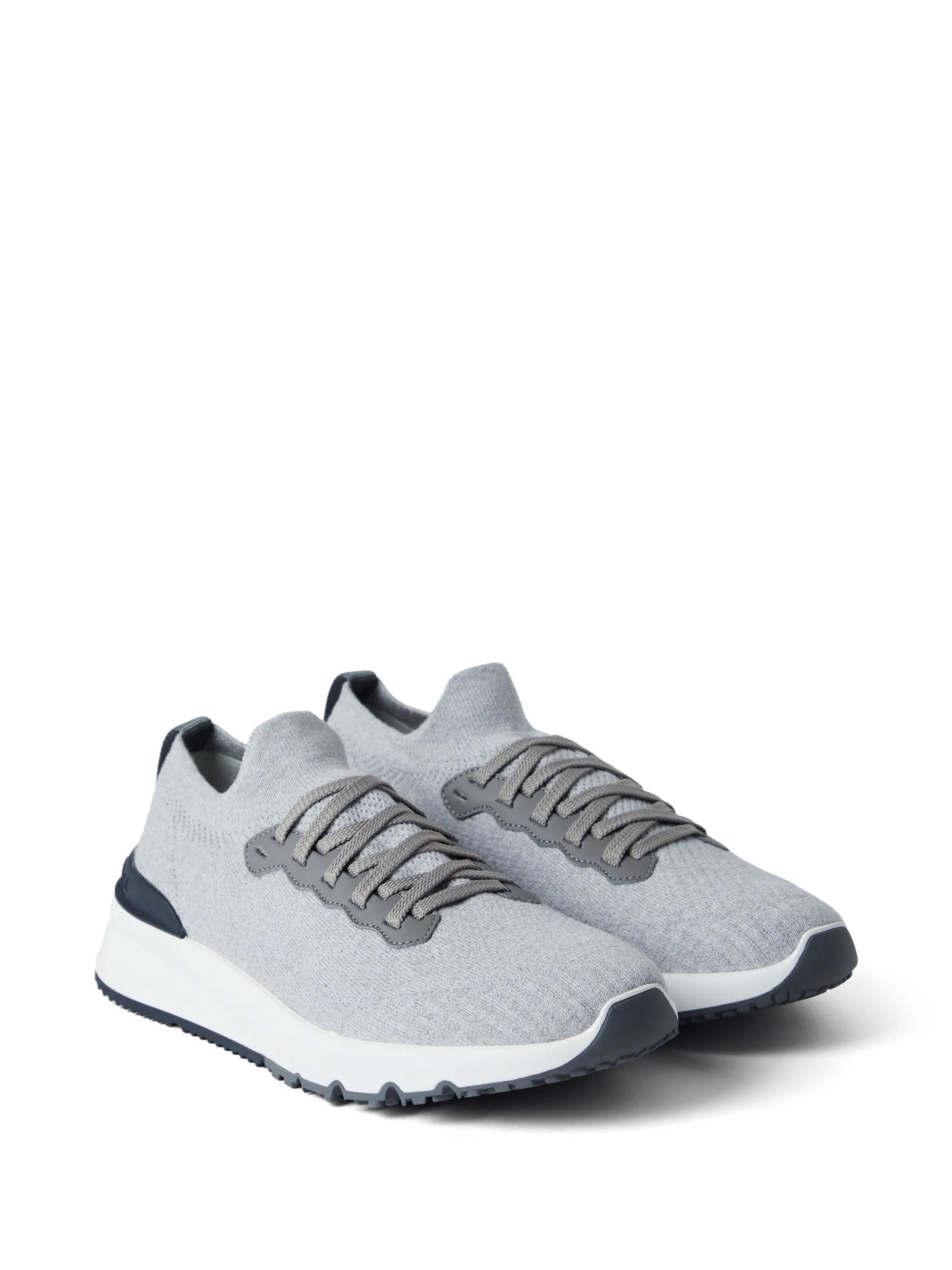 knit leather-trim sneakers