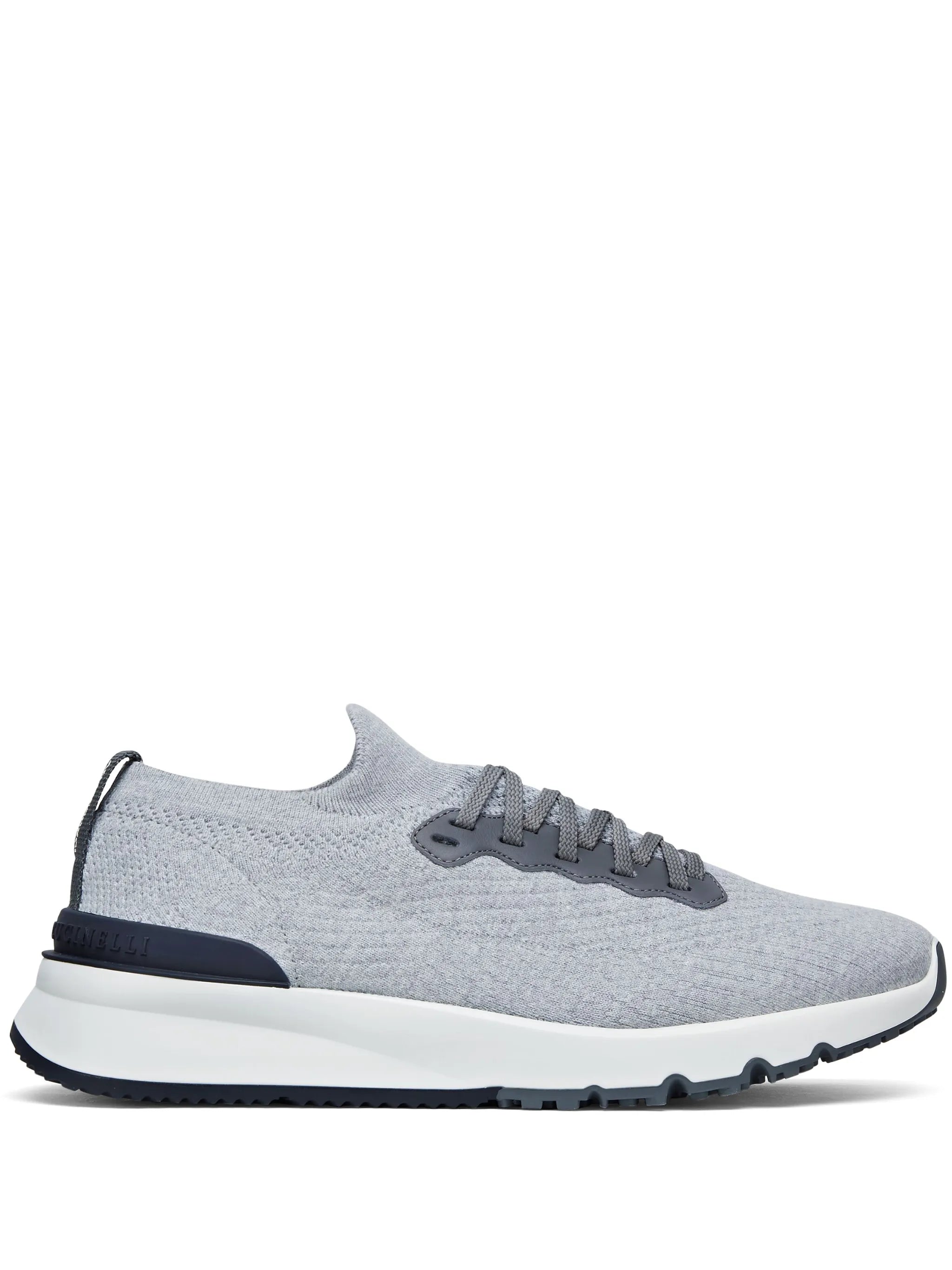 knit leather-trim sneakers