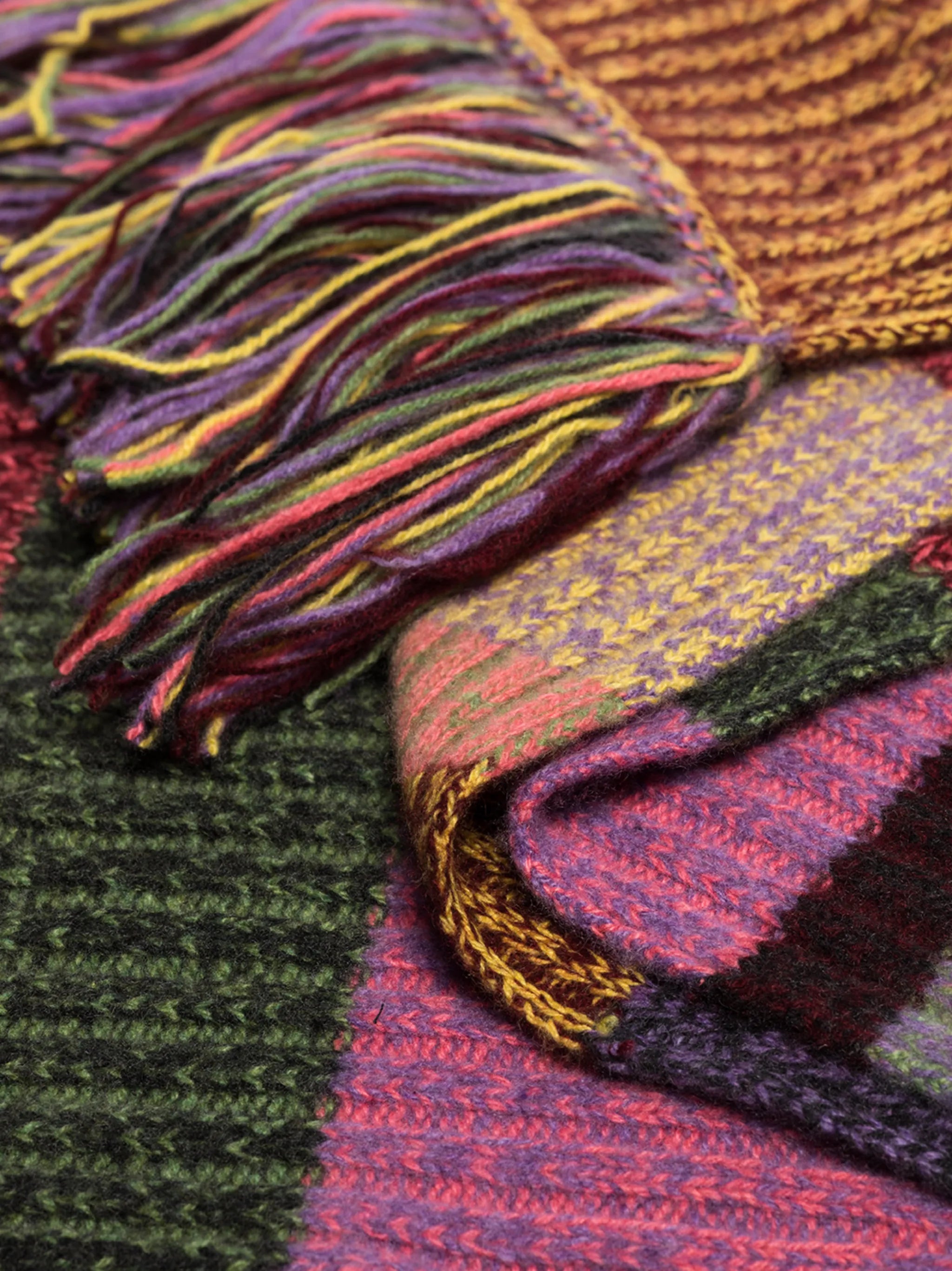 striped fringe cashmere scarf