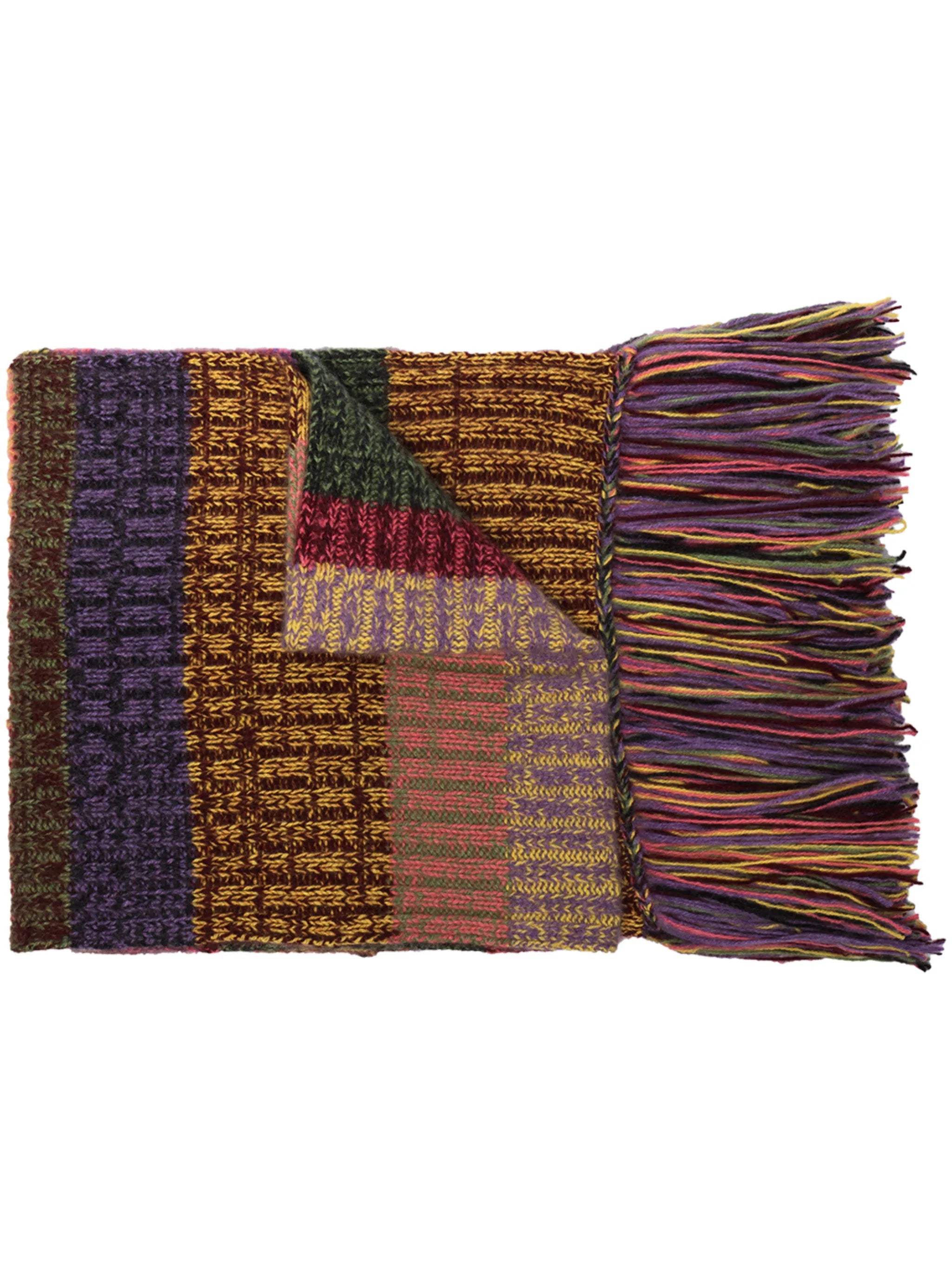 striped fringe cashmere scarf