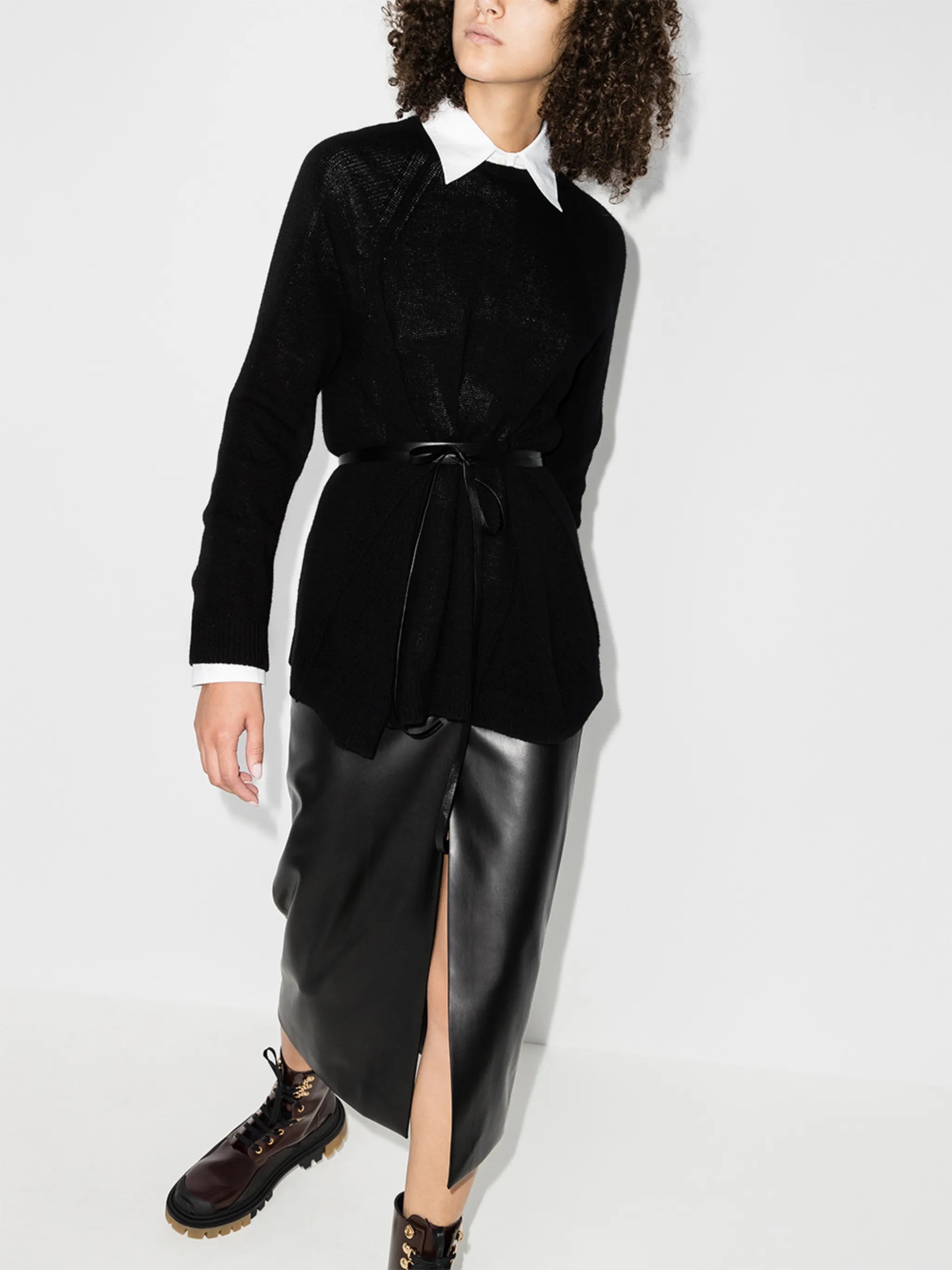 belted knitted jumper