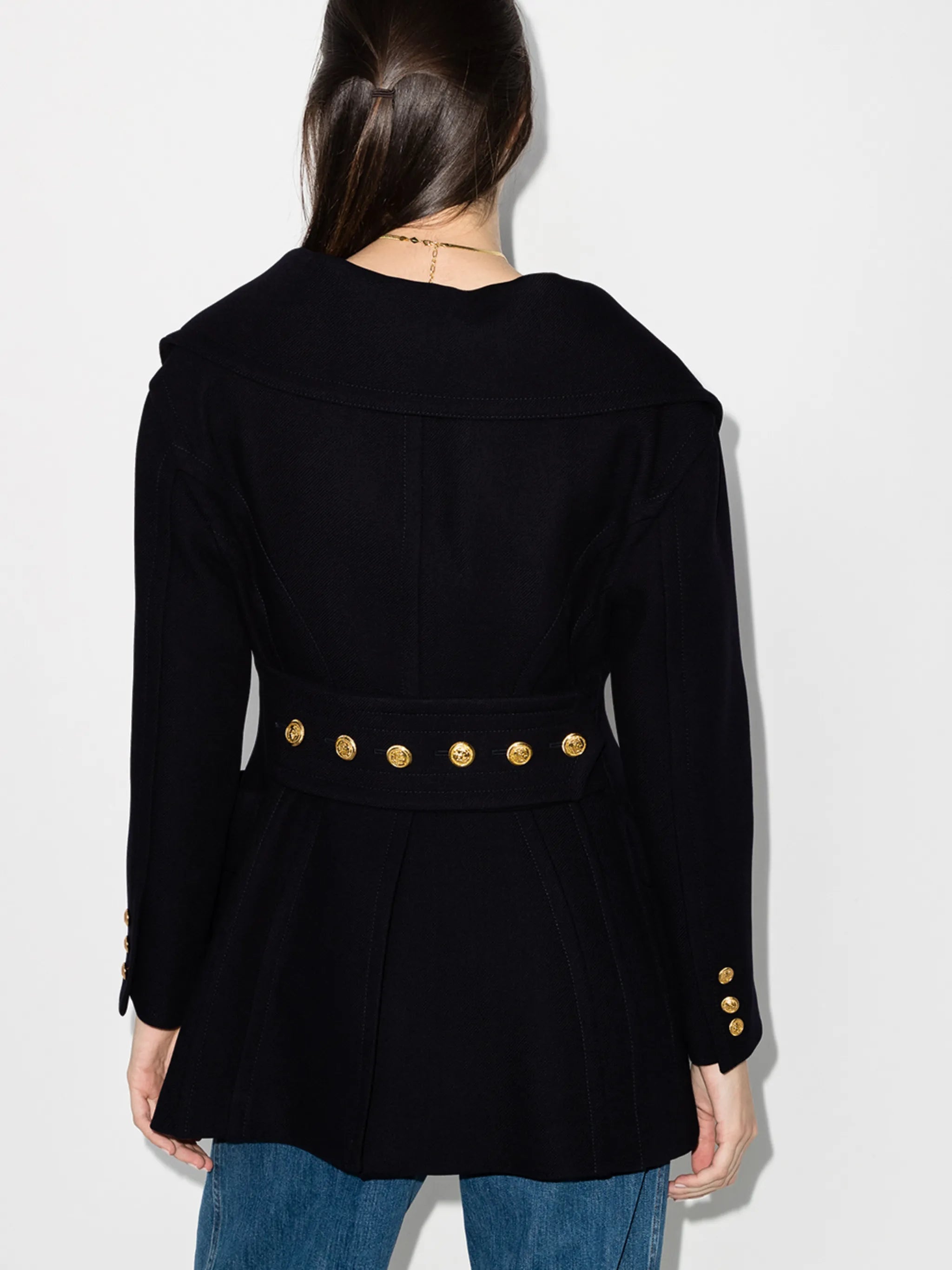 double-breasted V-neck short coat