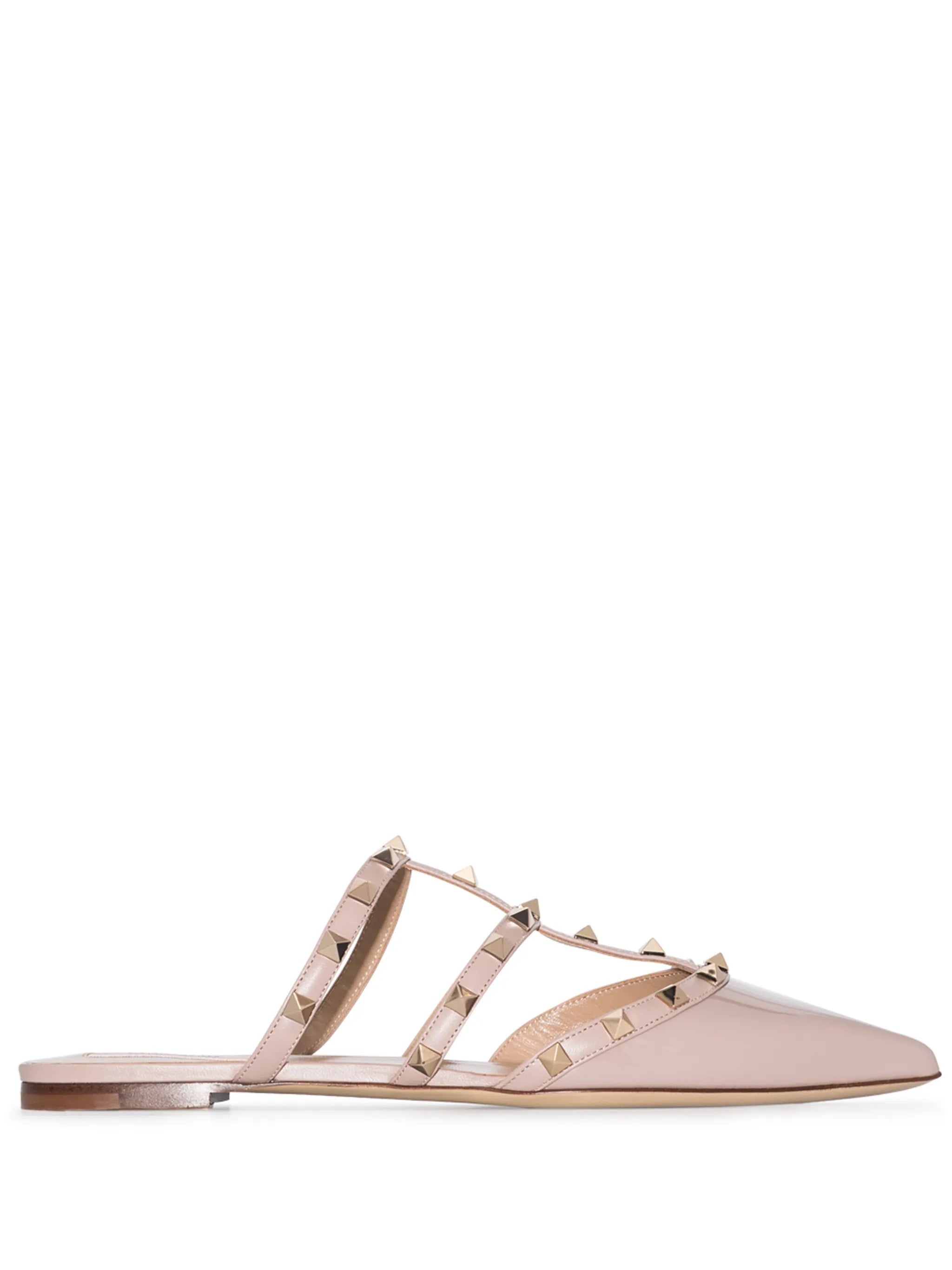 Rockstud patent leather mules