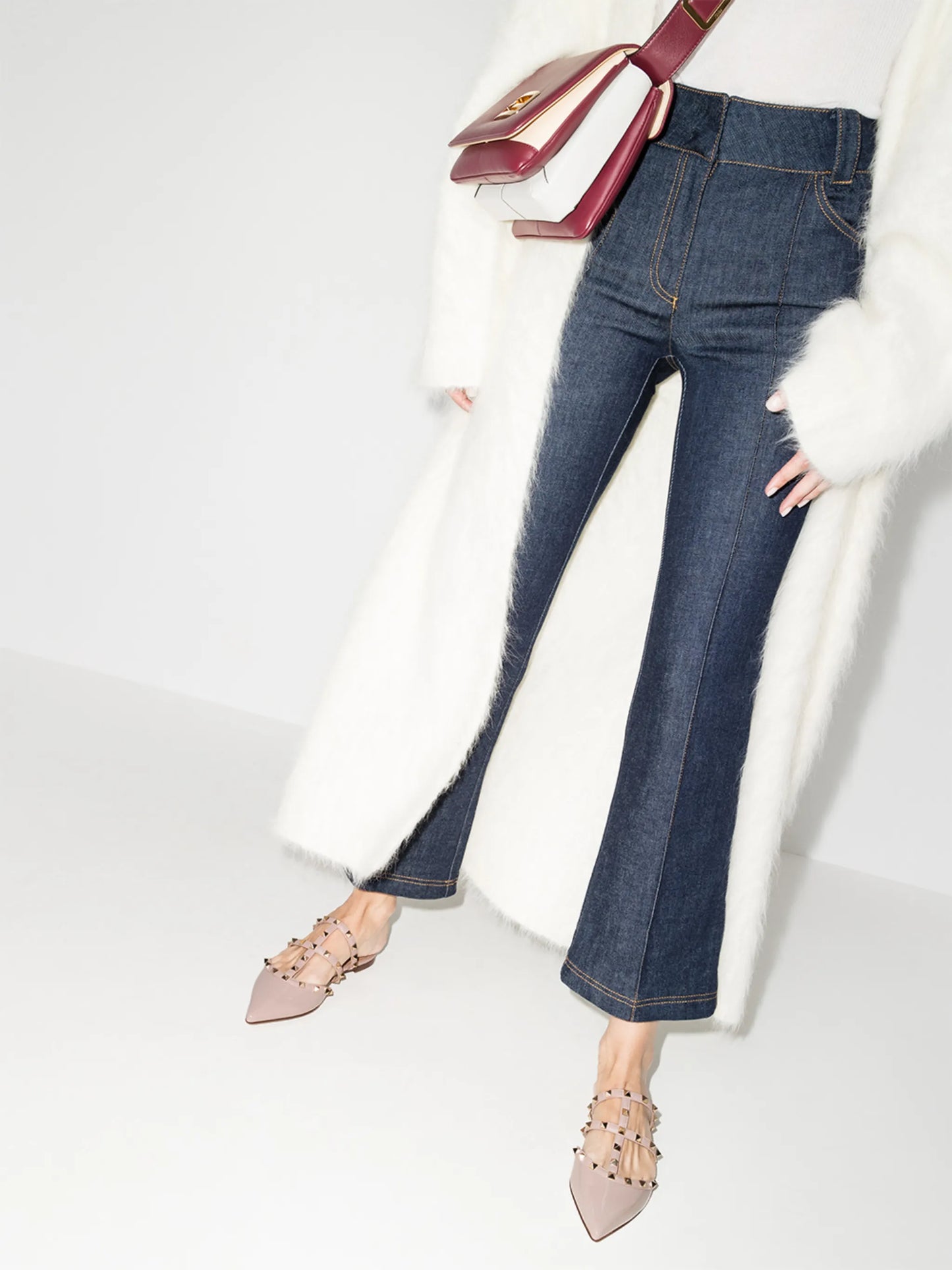 Rockstud patent leather mules