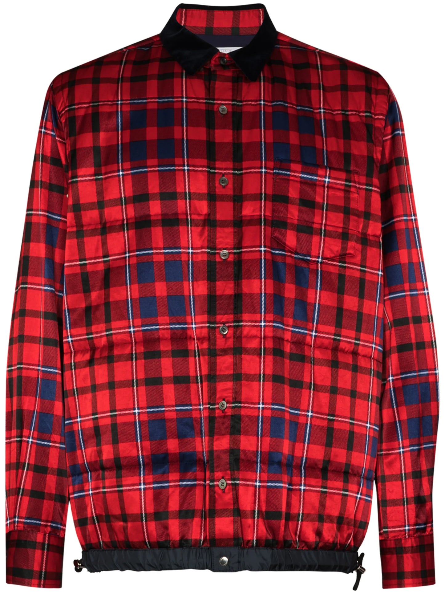 checked satin shirt jacket