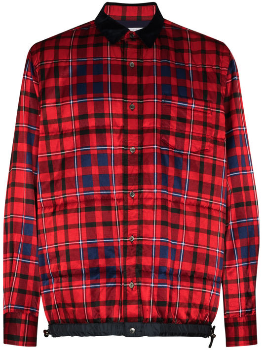 checked satin shirt jacket