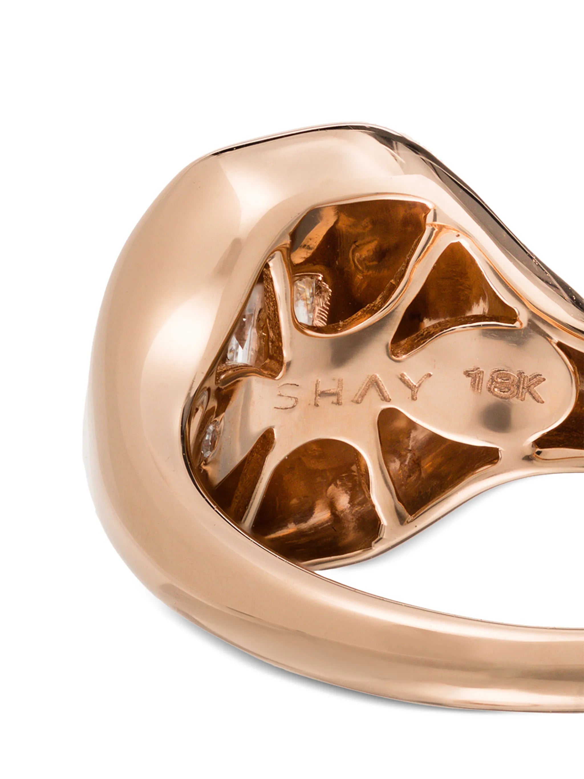 18kt rose gold baguette diamond signet ring