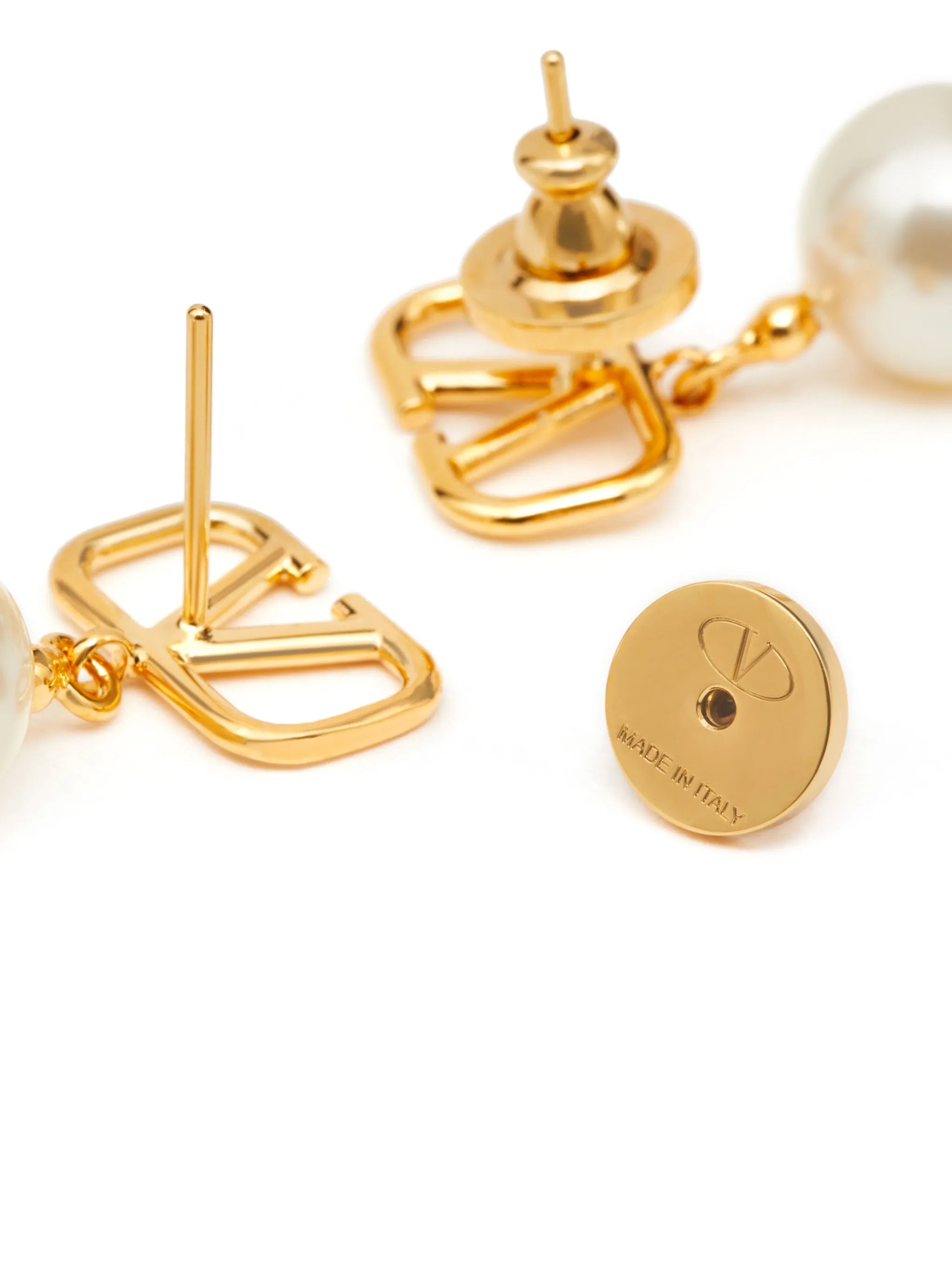 VLogo Signature pearl drop earrings