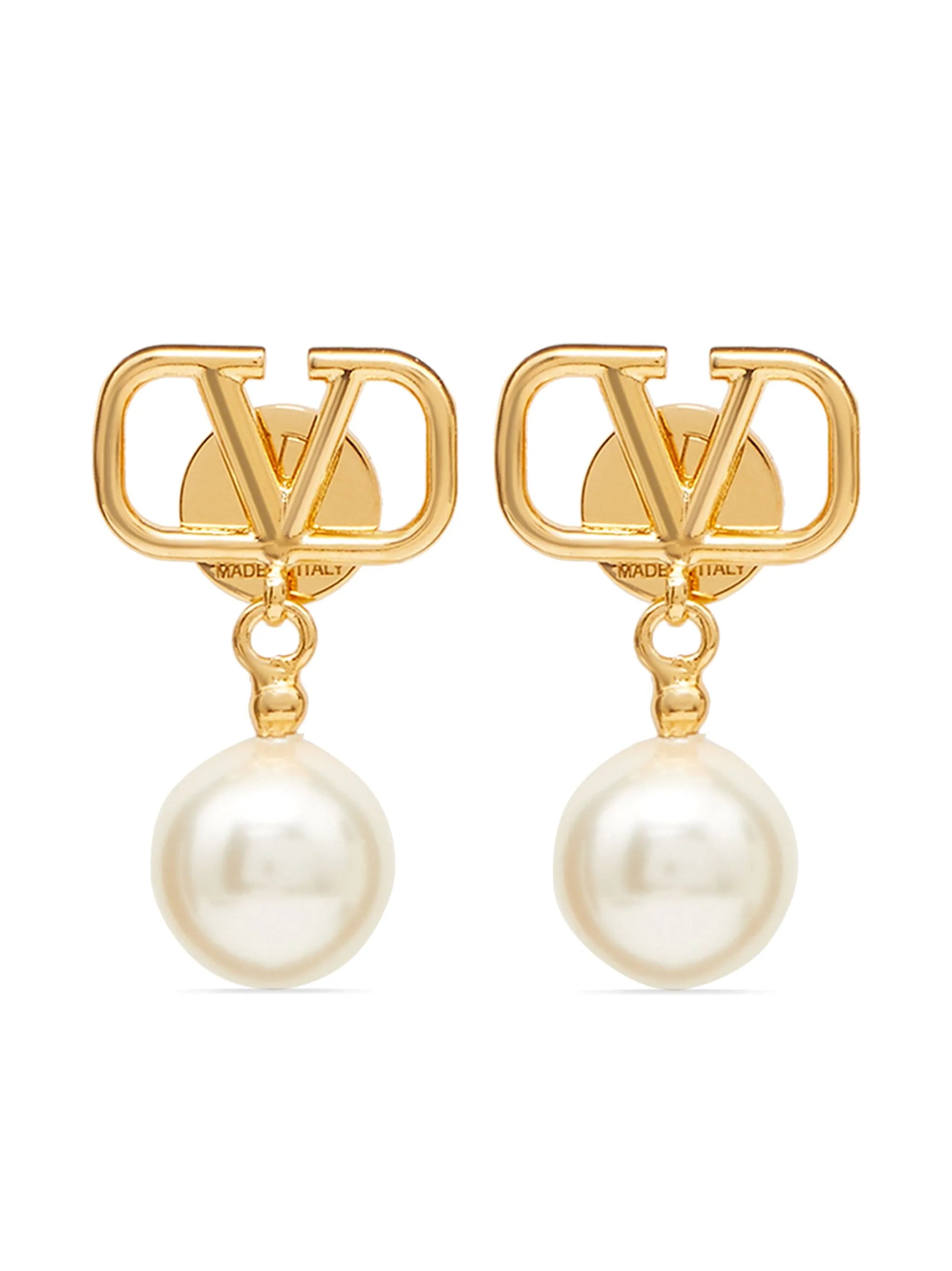 VLogo Signature pearl drop earrings