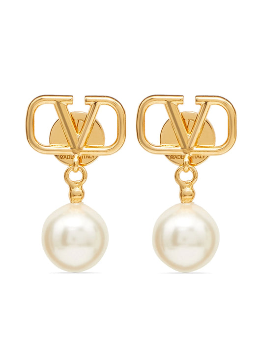 VLogo Signature pearl drop earrings