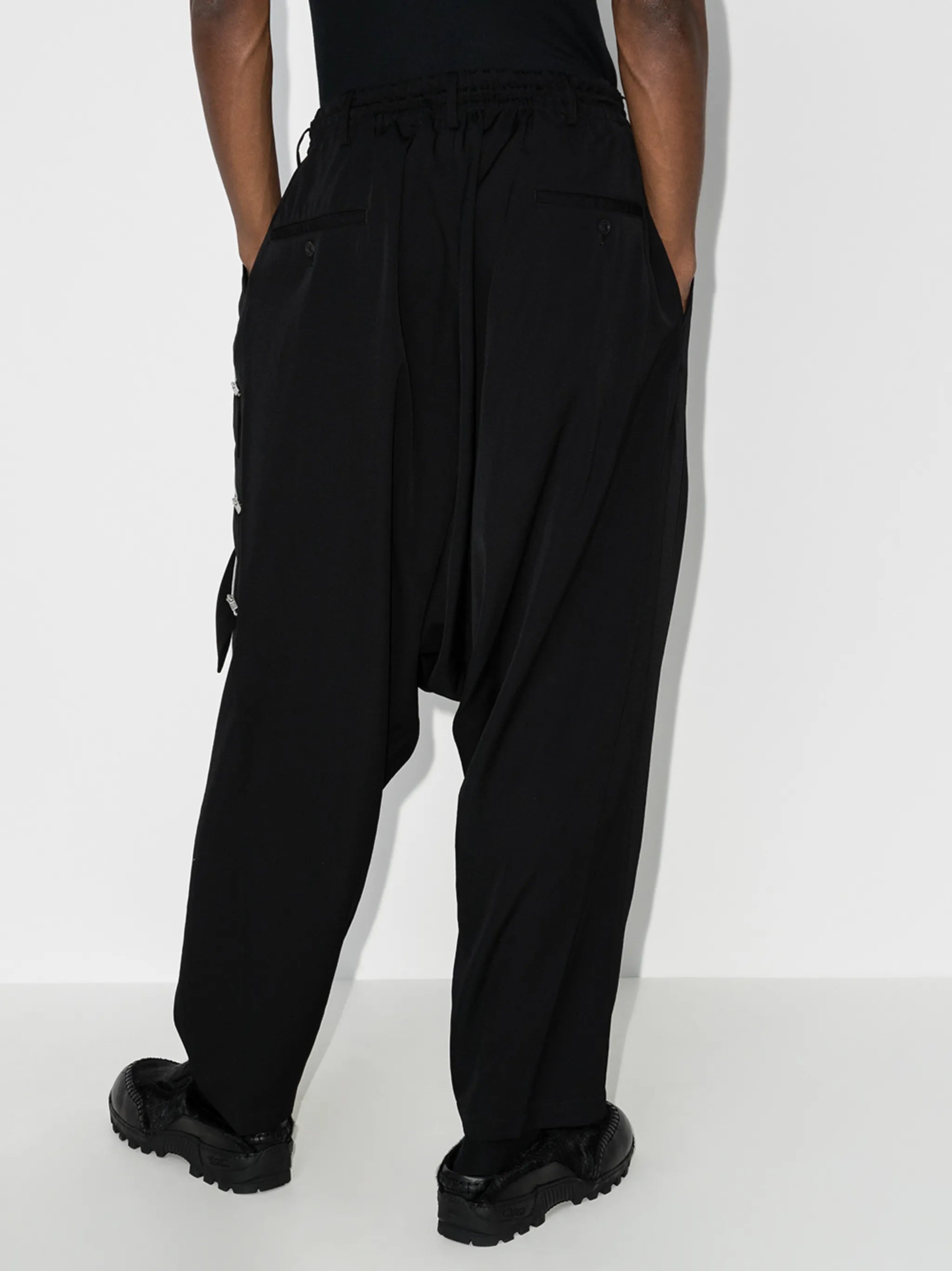 multi-zip detail wool trousers