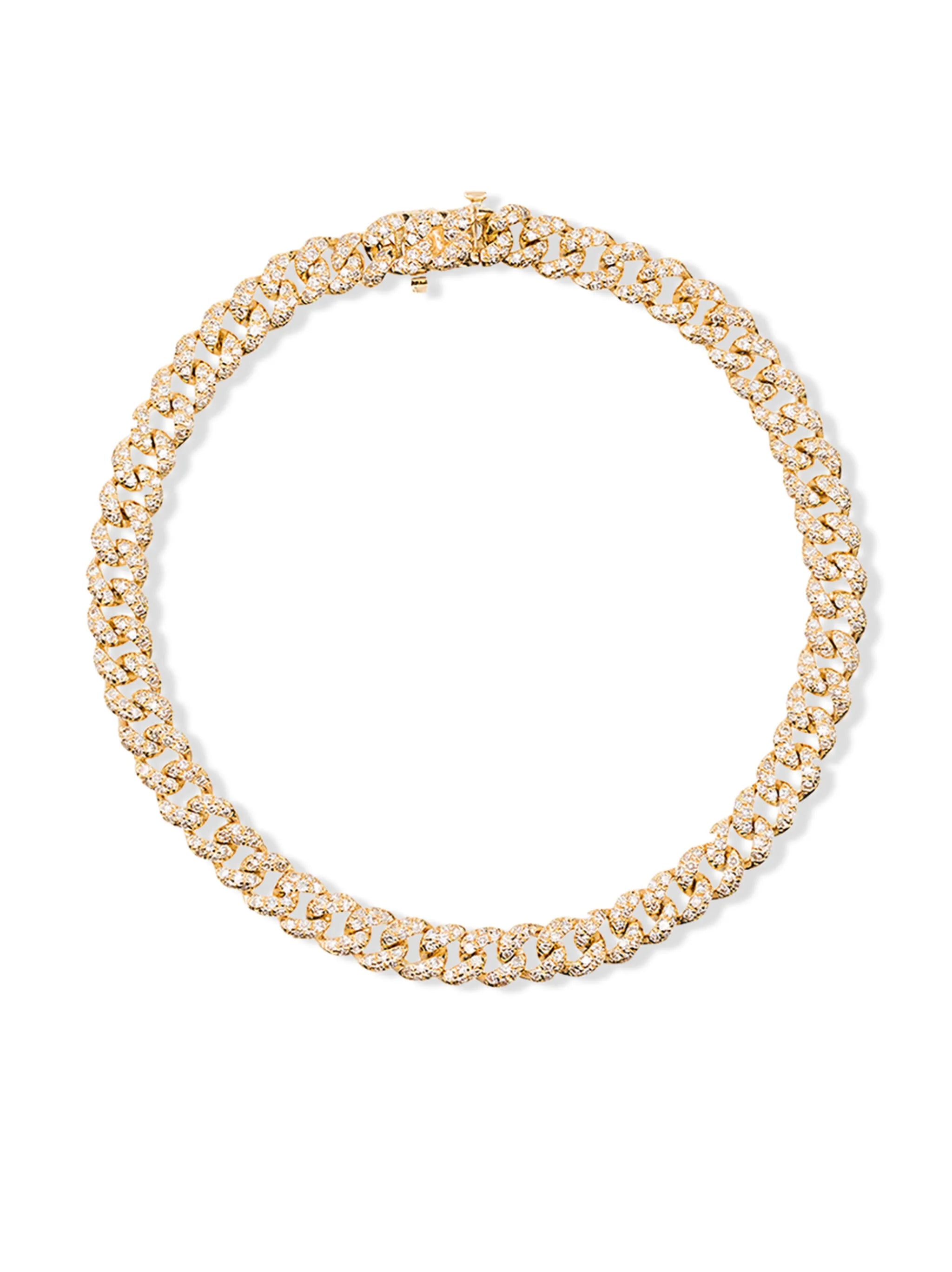 18kt yellow gold pavé link diamond bracelet
