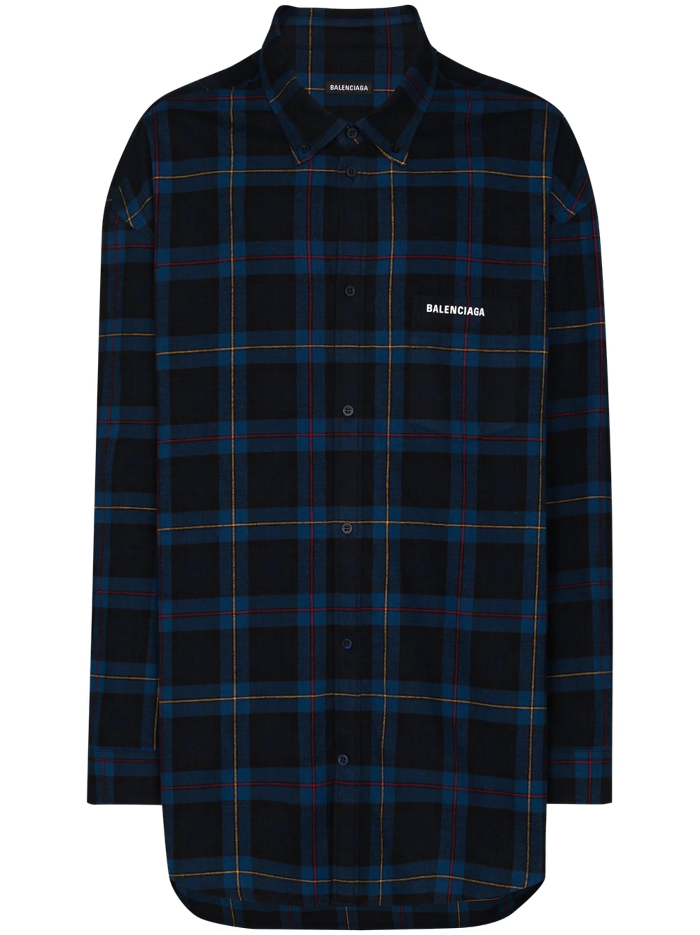 logo-print check-pattern shirt