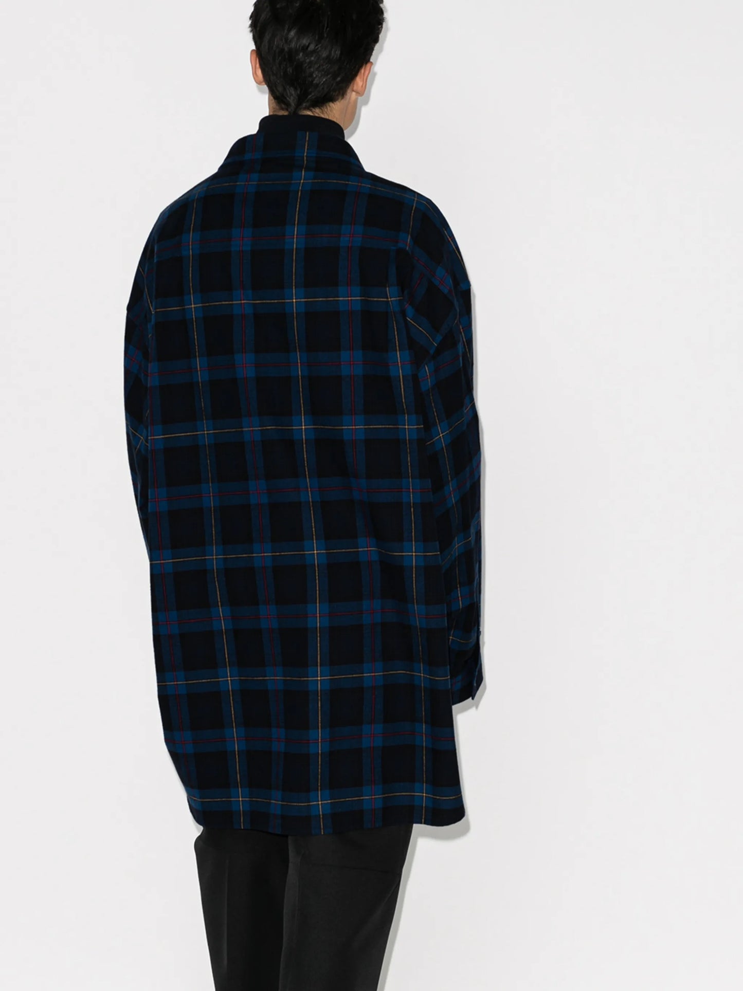logo-print check-pattern shirt