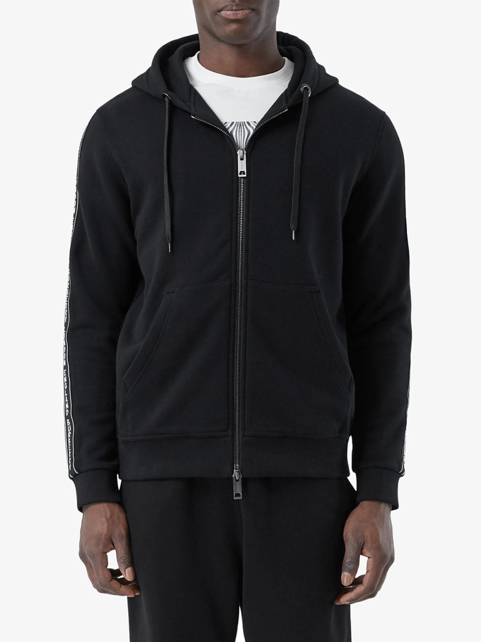 logo-tape zip-up hoodie
