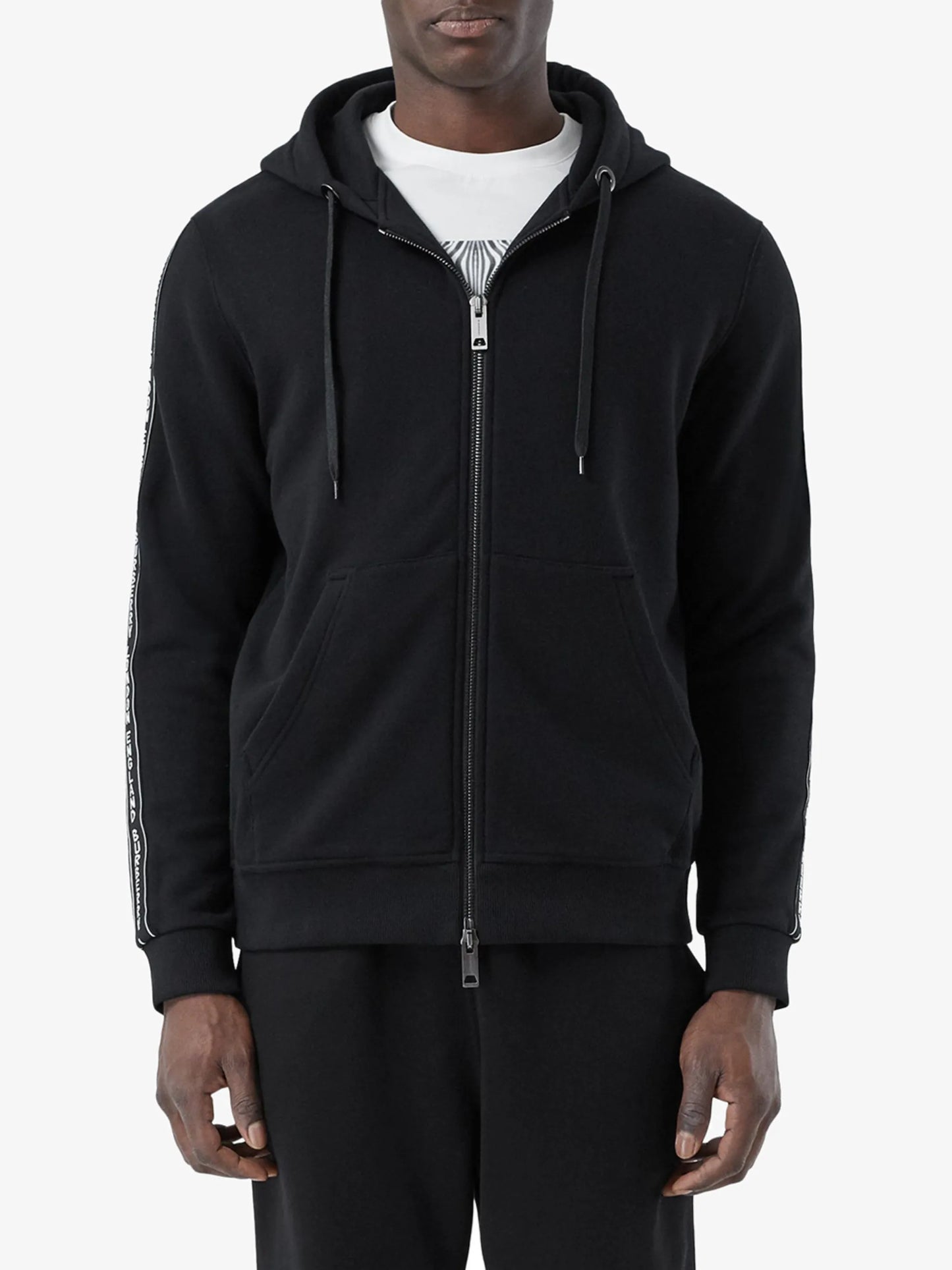 logo-tape zip-up hoodie