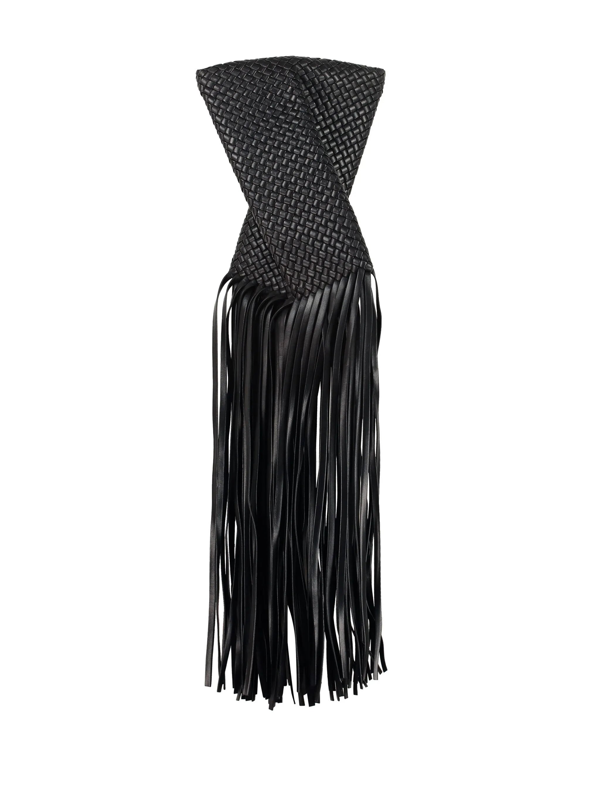 fringe crisscross clutch