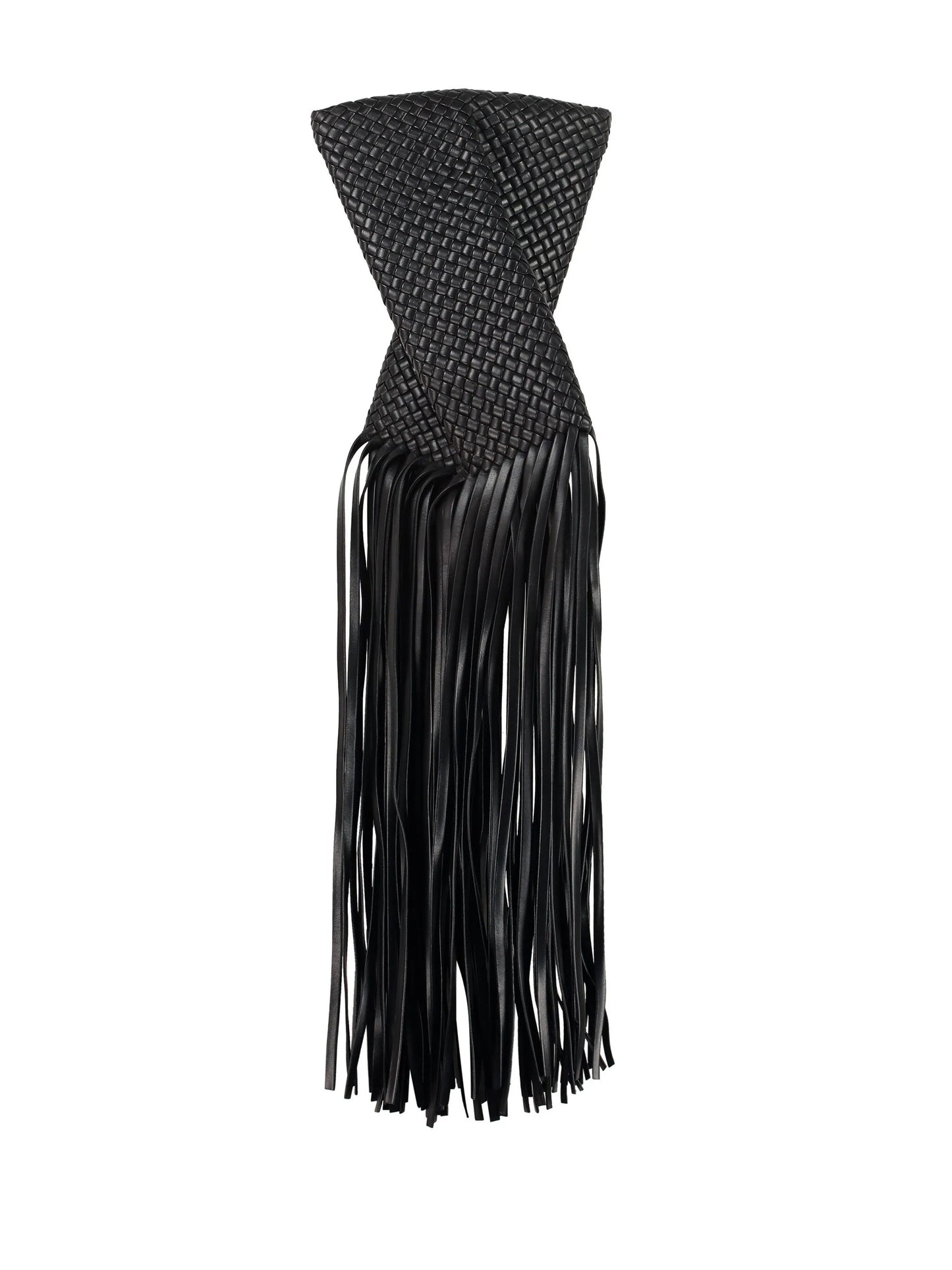 fringe crisscross clutch