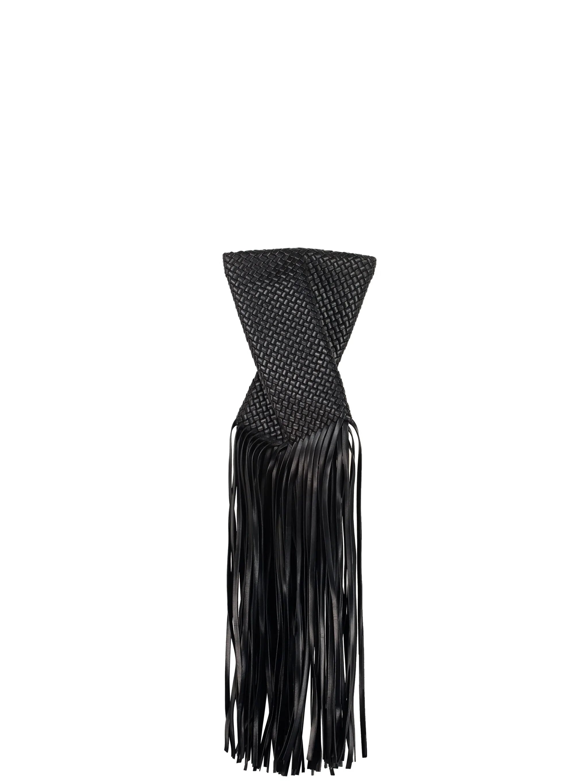 fringe crisscross clutch