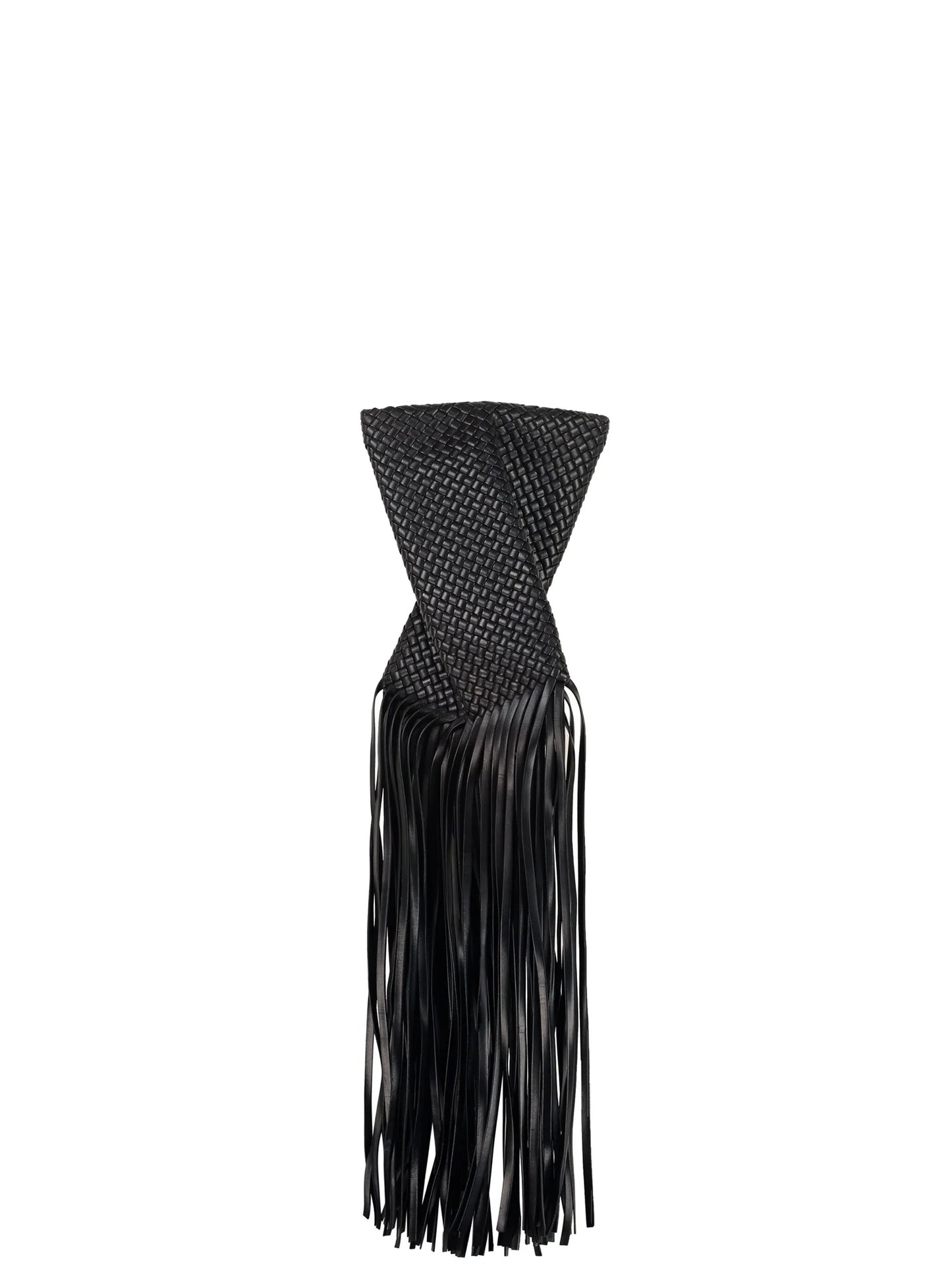 fringe crisscross clutch