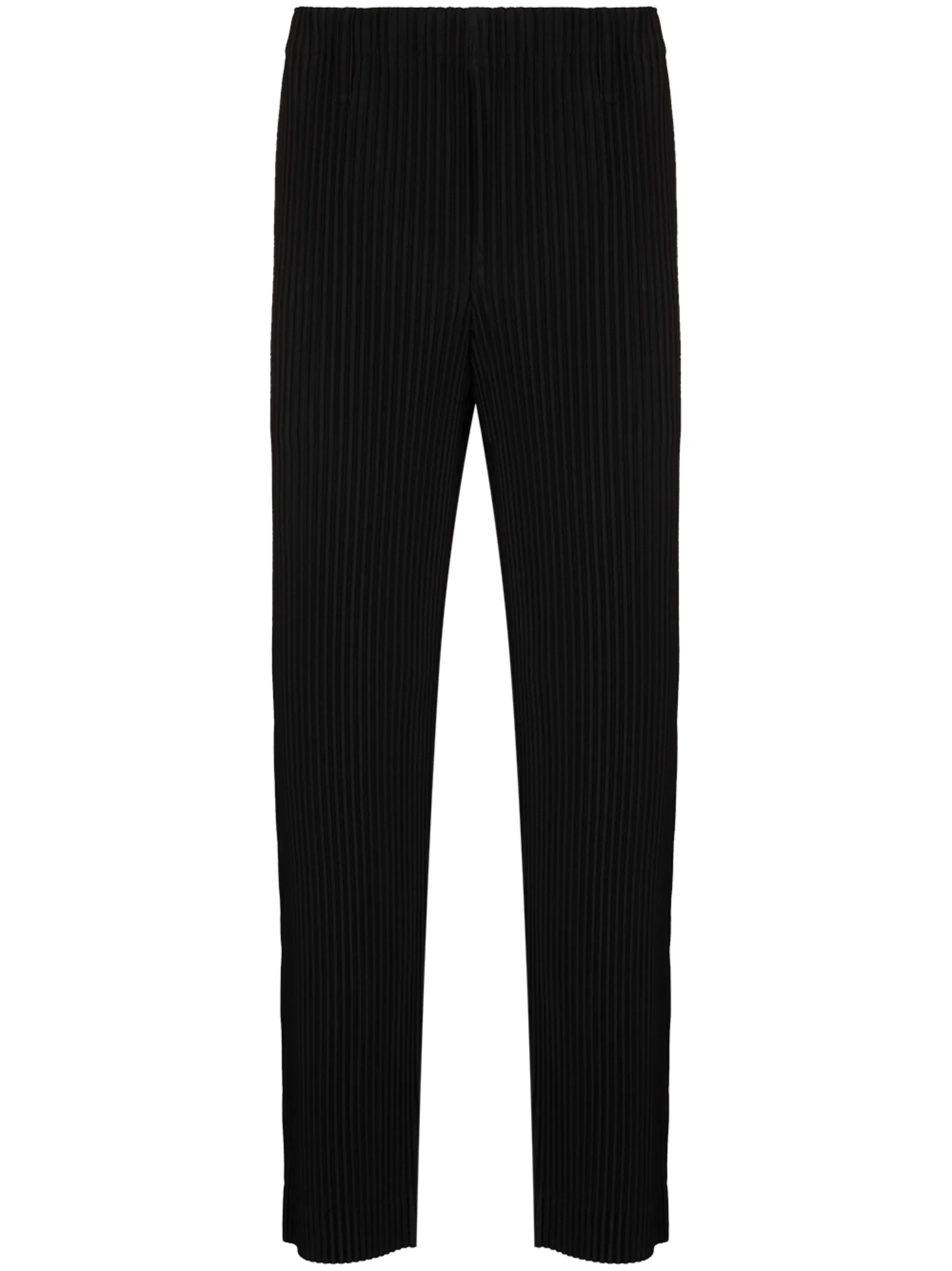 plissé straight-leg trousers