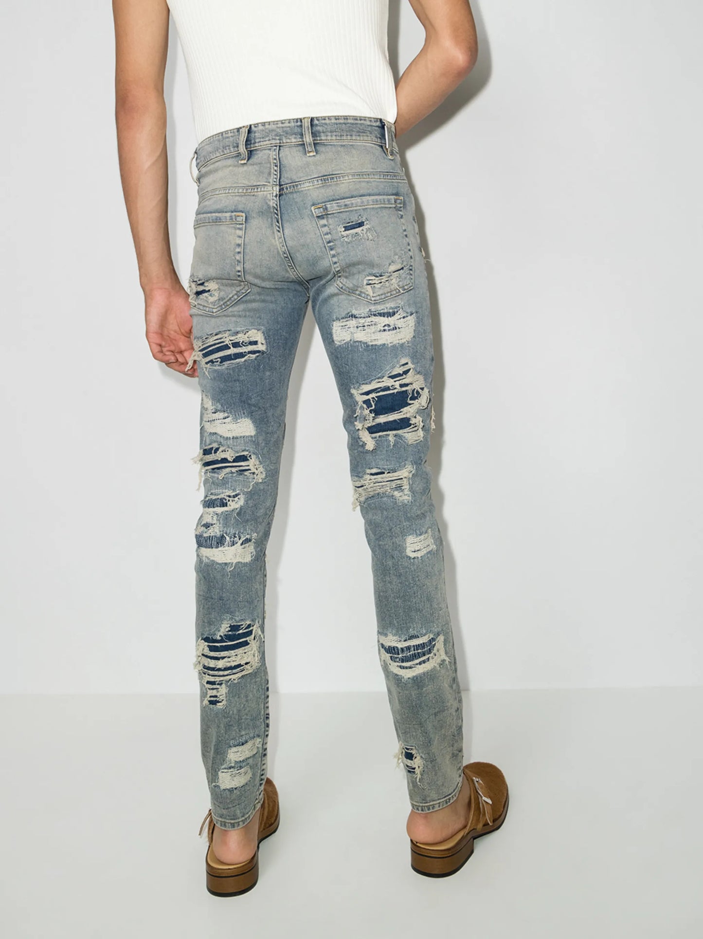 distressed-finish skinny jeans