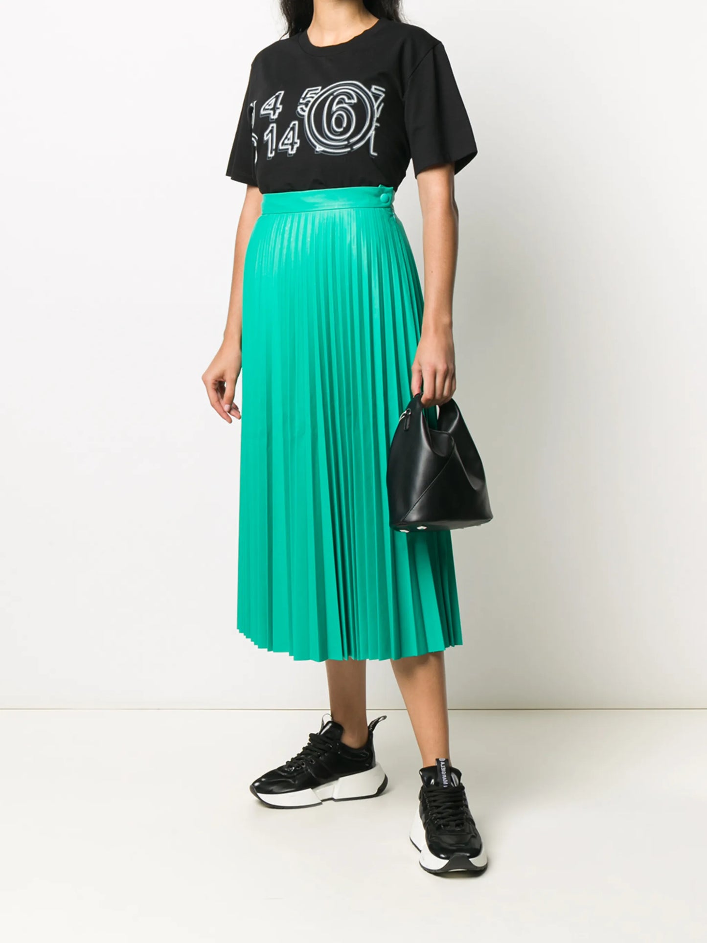 pleated midi skirt